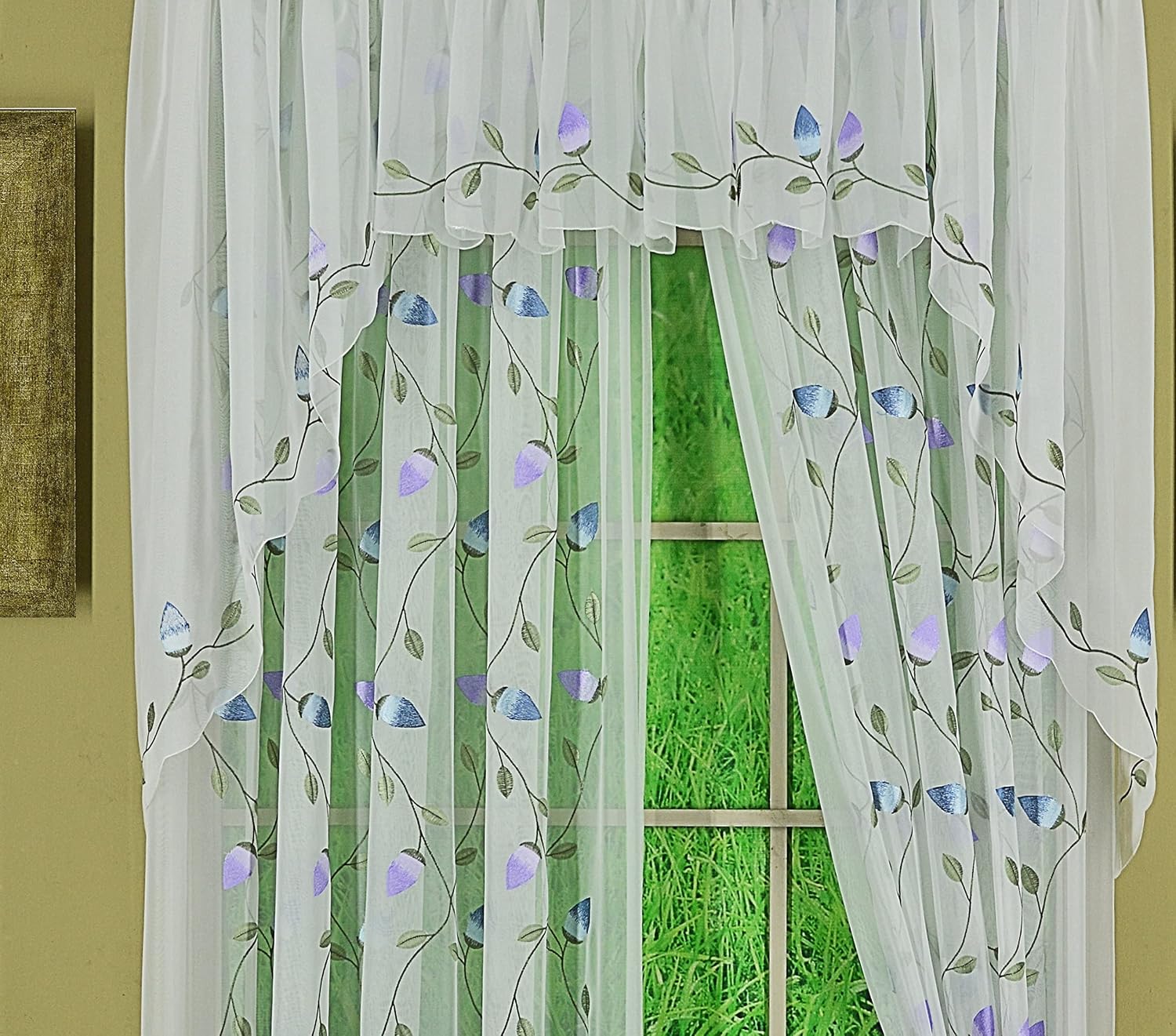 Today's Curtain Napa Embroidered Panel 63",White