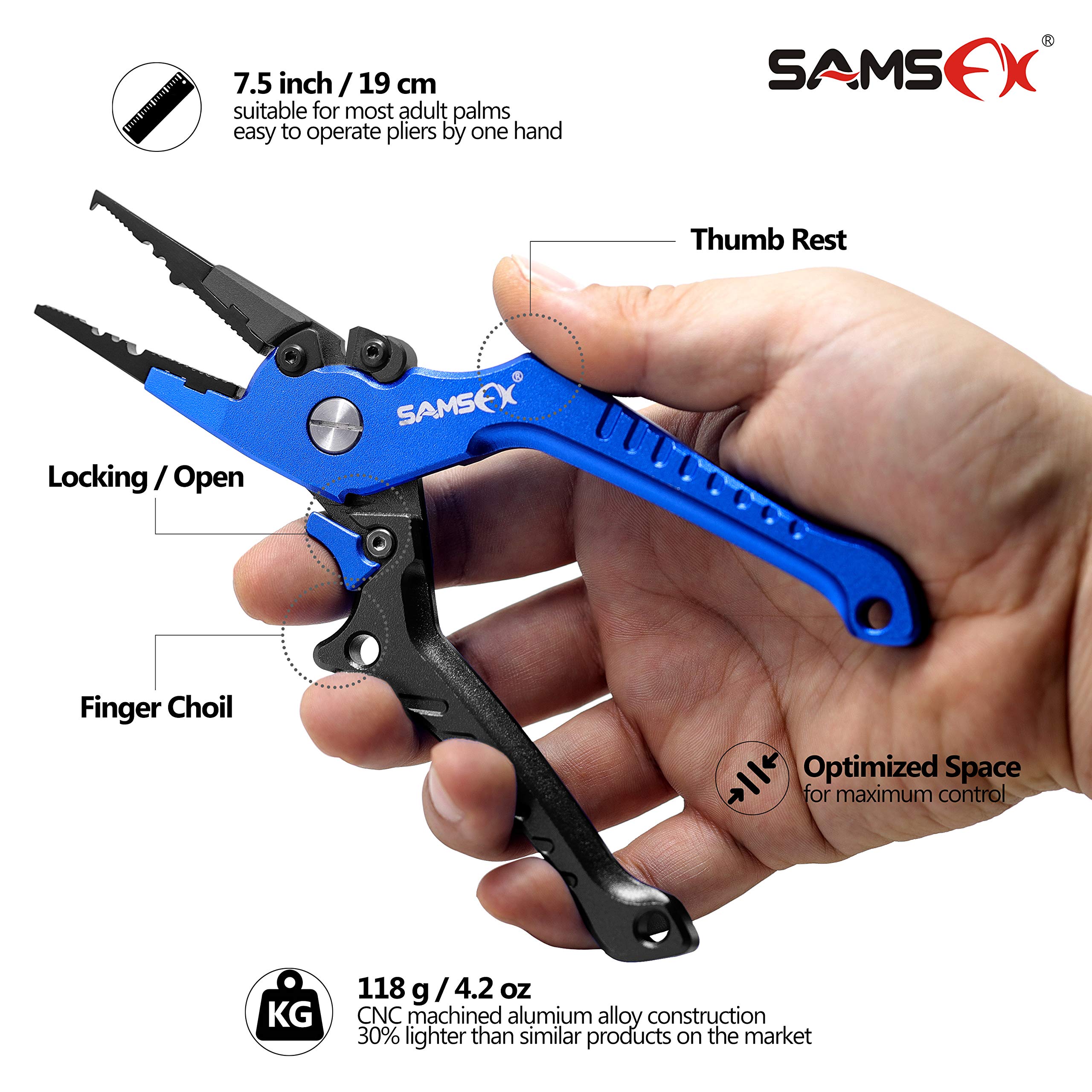 Pinces Multifonctions SAMSFX Aluminium Pêche + Outil Nœuds + Zinger - Kit Complet Pour Pêcheurs