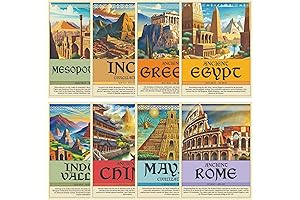 Wallbuddy Ancient Civilization Educational Posters: 8 Unframed Landmarks of Human Progress