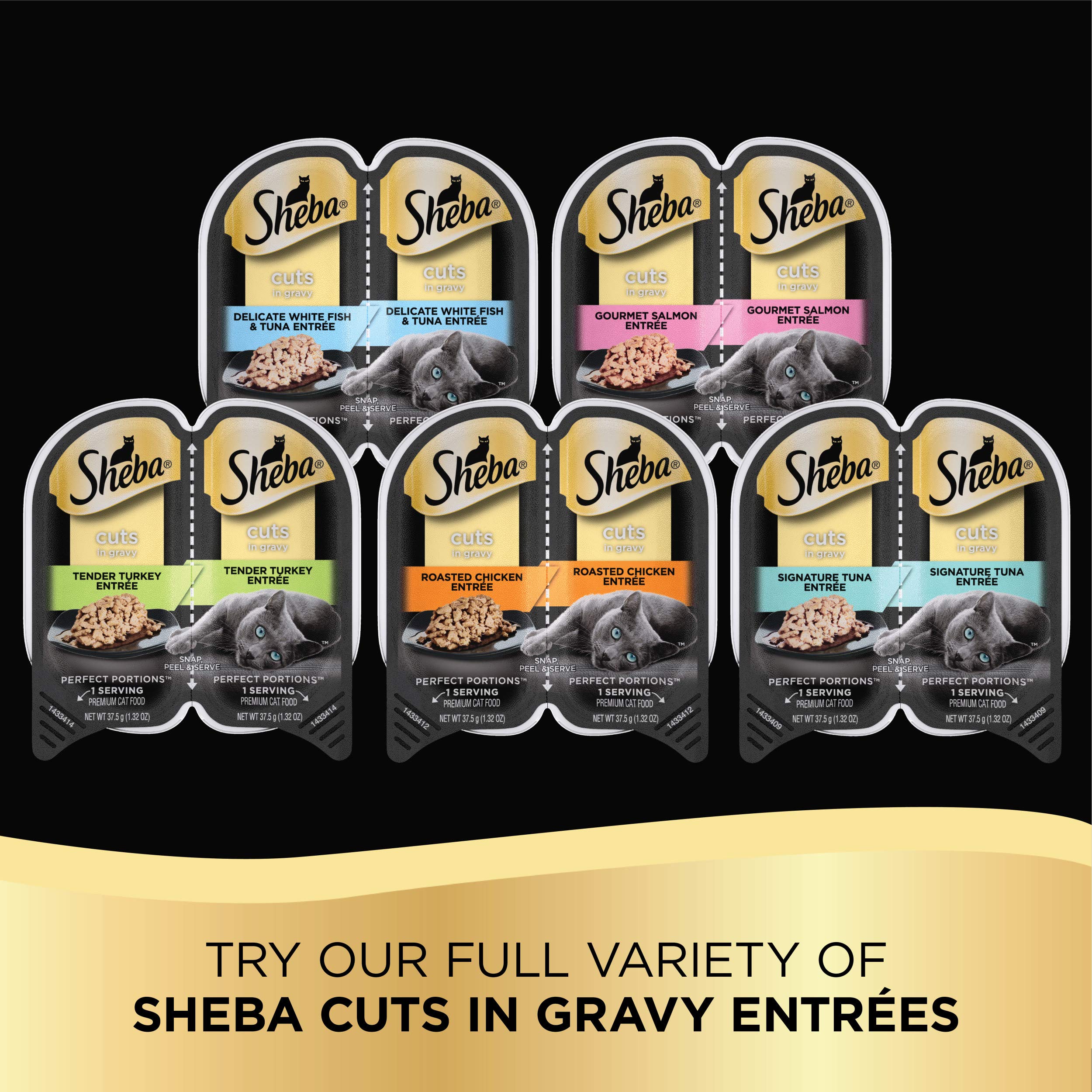 Buy SHEBA Wet Cat Food Cuts in Gravy Variety Pack, Roasted Chicken Entree and Tender Turkey