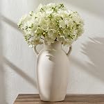 PORCER Ceramic Vase, 5.8 Inch Terracotta Vase with Handles, Decorative Vase, Rustic Vase for Home Decor, Farmhouse, Living Room, Table - Gray, Set of 1