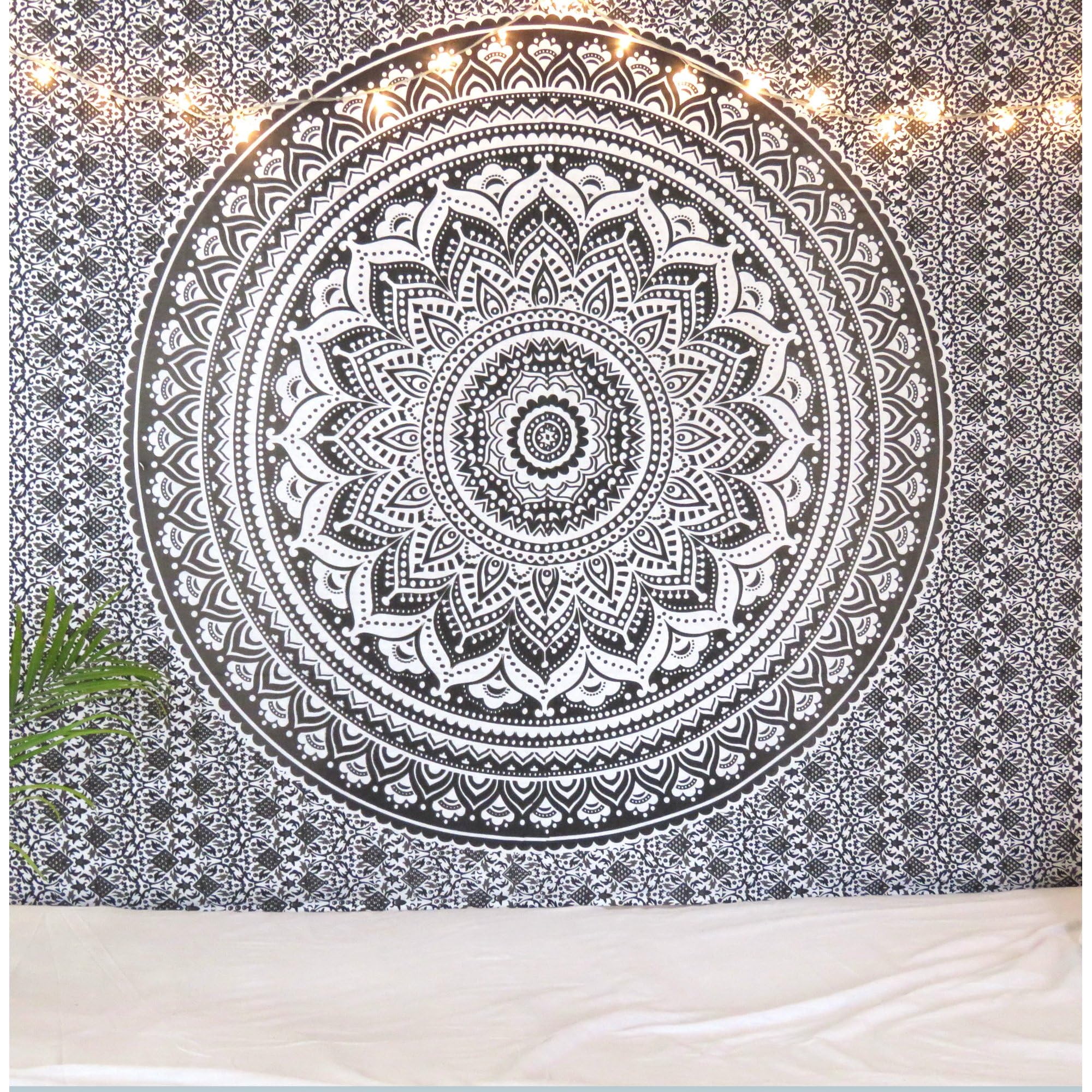 THE ART BOX Grey Black Cotton Tapestry Mandala Wall Hanging, Tapestry for Bedroom, Boho Room Decor - Image 3