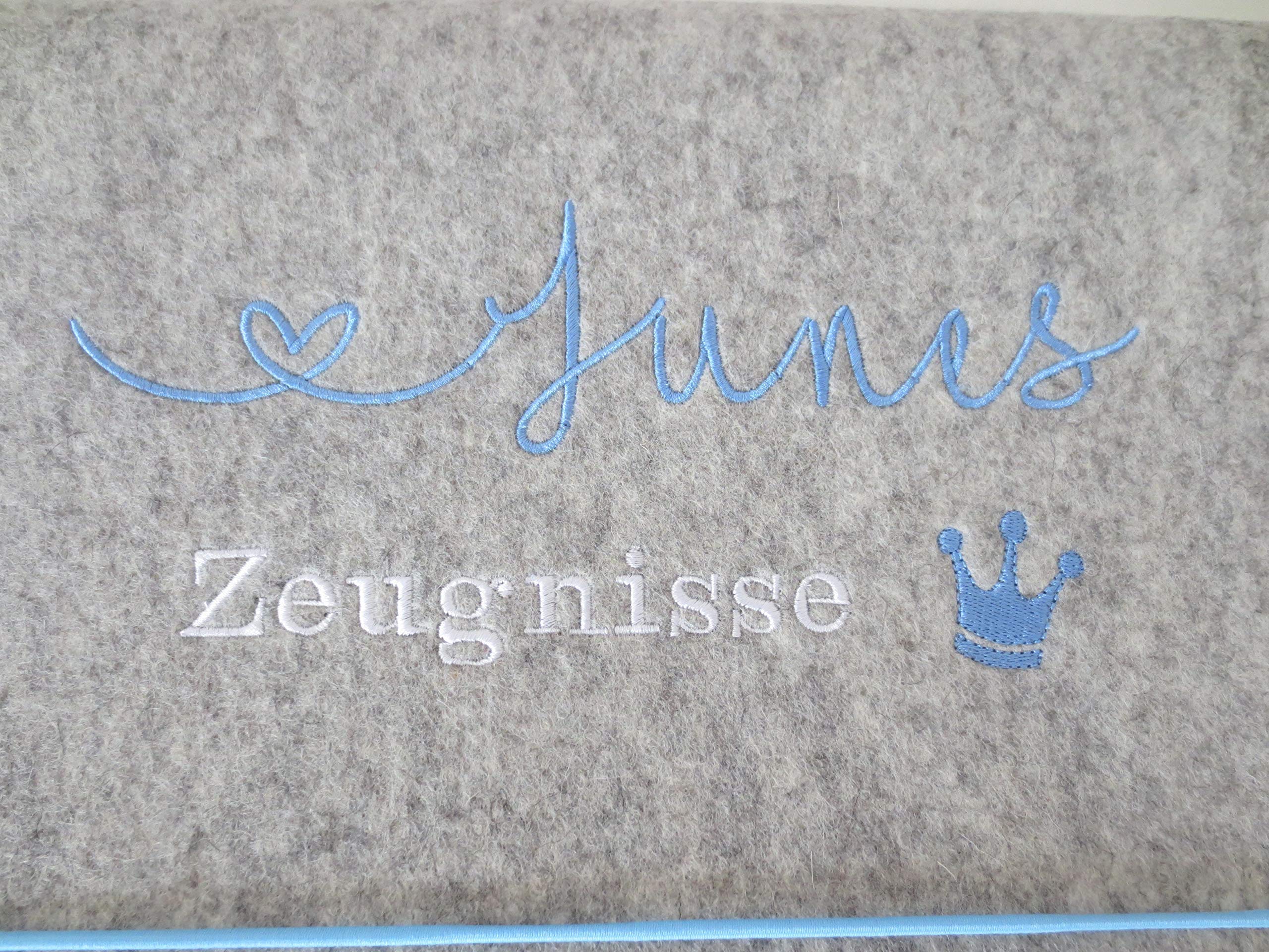 Zeugnismappe Wollfilz Mappe Zeugnisse DIN A4 Grundschule Schule"Krone"