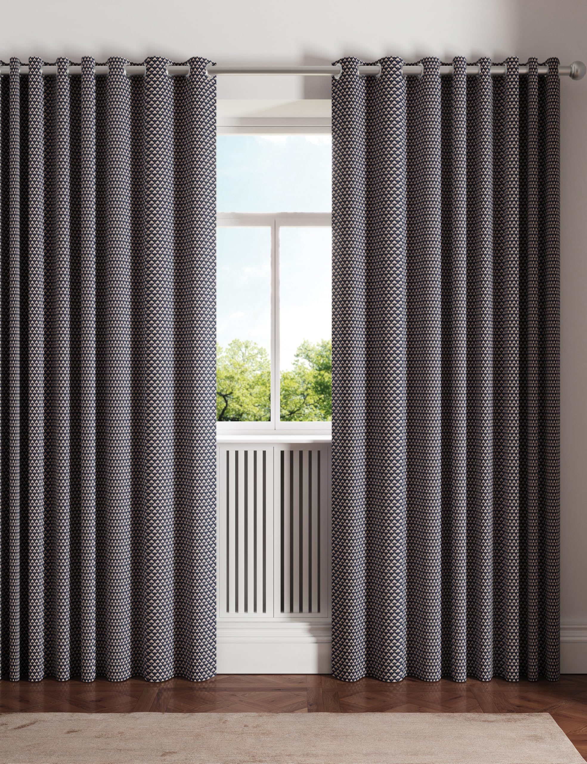 Ted Baker Palm Geo Blackout Lined Curtains Navy