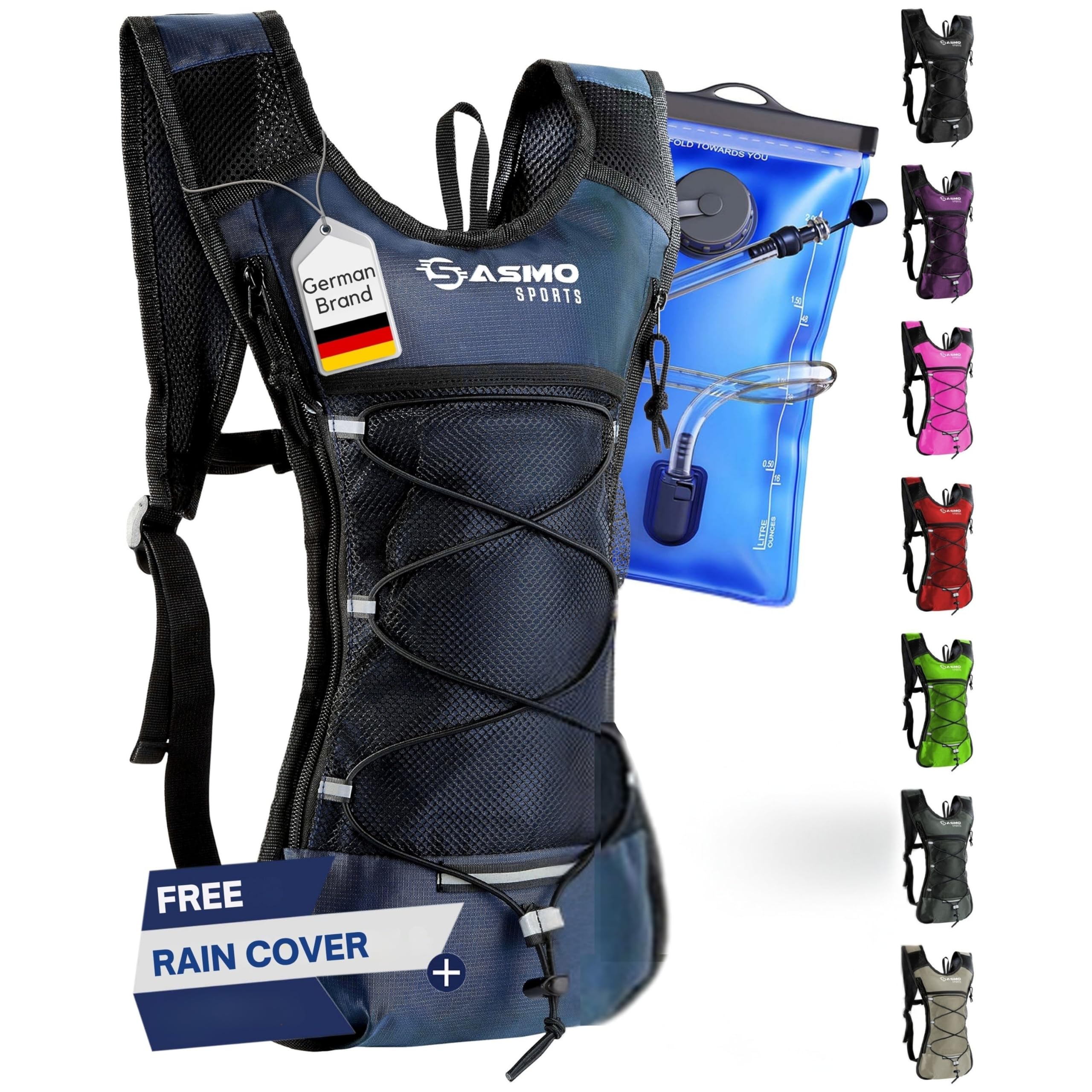 SASMO Hydration Backpack 6L with 2L BPA-Free Water Bladder – Ultra-Lightweight Insulated Running Pack for Hiking, Cycling, Trail Running & Camping — image 1