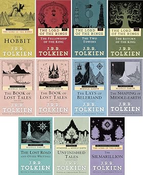J.R.R. Tolkien Middle-Earth 11-Book Collection Set The Hobbit, The Lord of the Rings Trilogy, The Silmarillion, Lost Tales & Legendary Fantasy Works