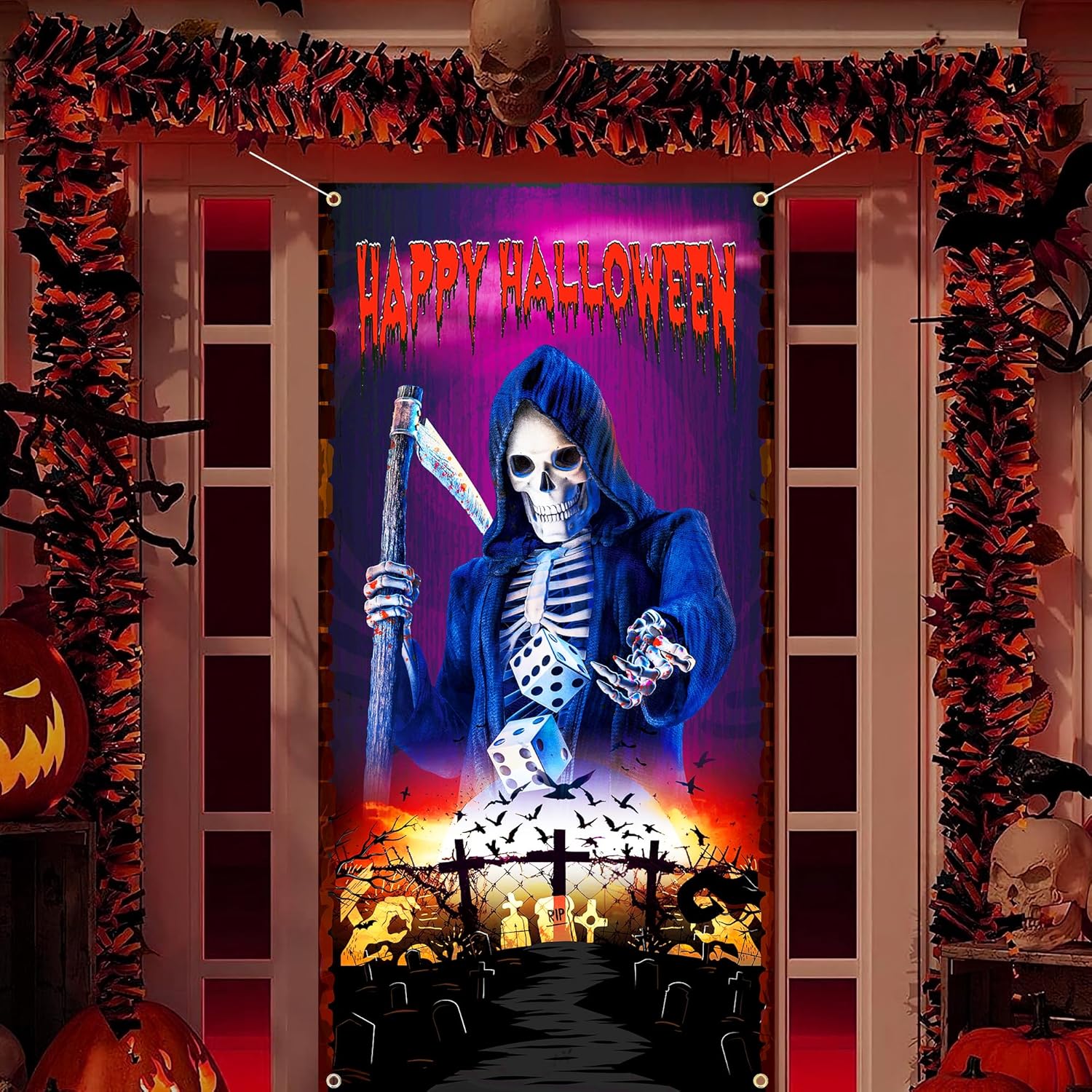 Halloween Door Cover, Halloween front Door Cover, Halloween