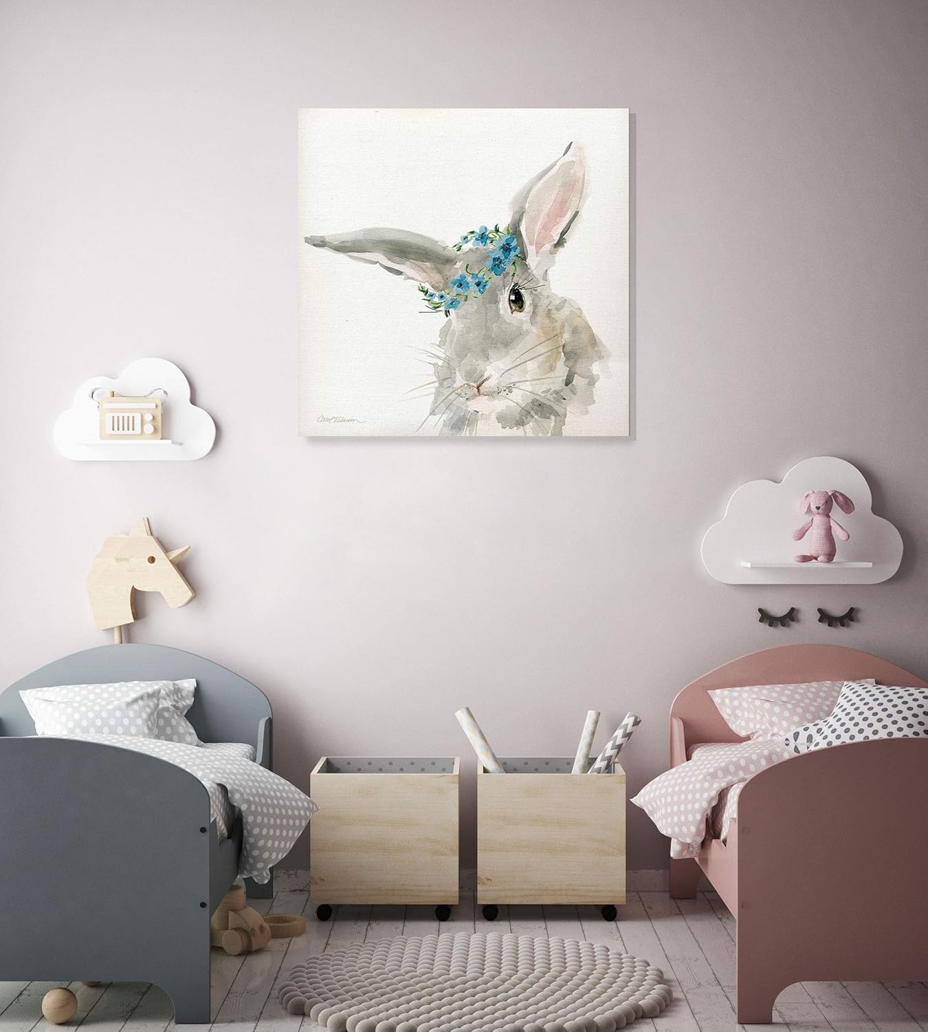 Renditions Gallery Glamour Girls Rabbit Animal Decor for Nursery, Kid Room, Playroom, Wall Art, 16X16