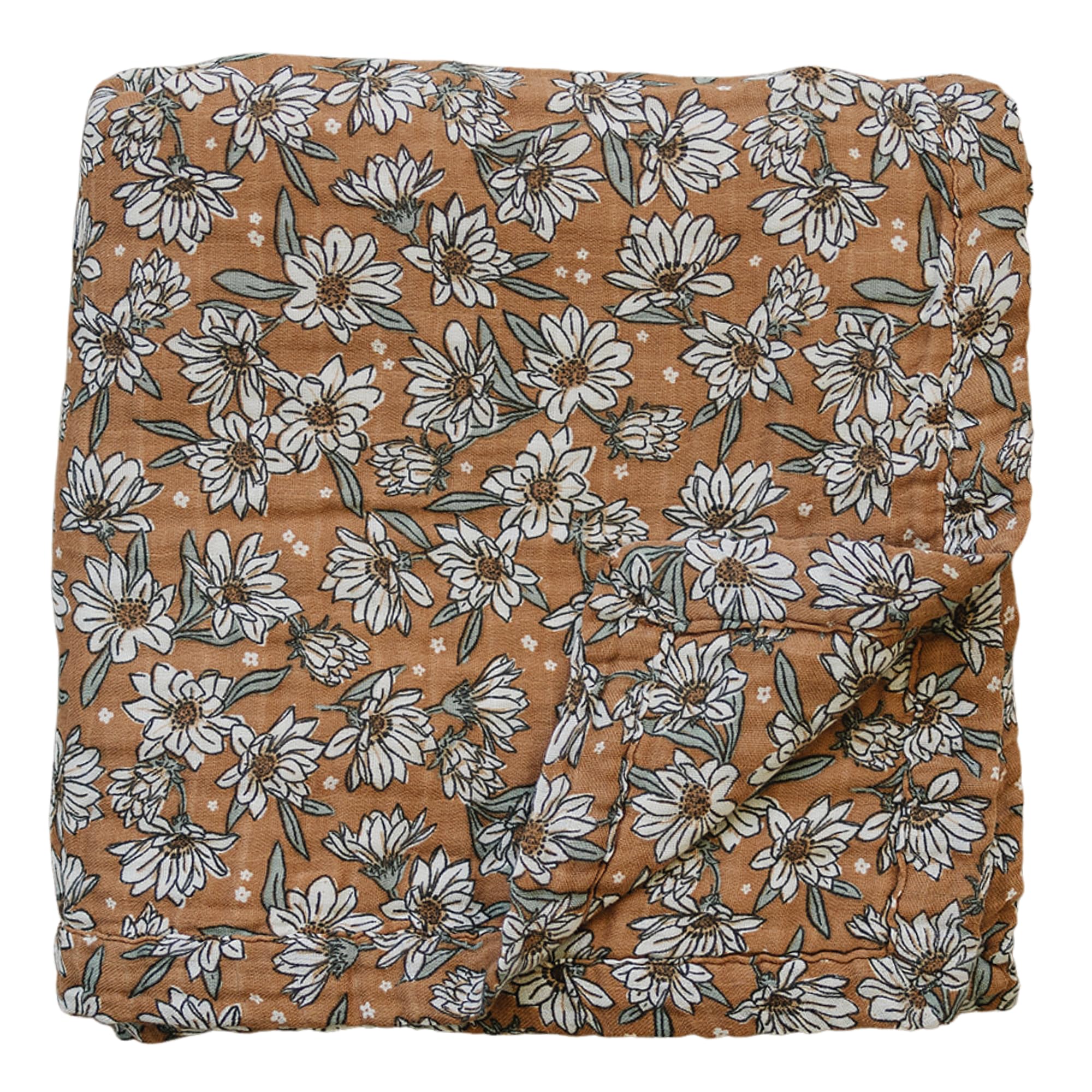 Mebie Baby Muslin Quilt, Magnolia, 100% Cotton Baby Blanket for Girls &amp; Boys, Newborns to Toddler, Soft Swaddle Blanket, 47"x47"