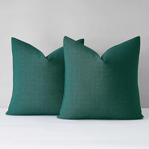 Miniatura 9 de Mixhug - Juego de 2 fundas de almohada decorativas de lino para sofá y cama, color verde musgo, 18 x 18 pulgadas