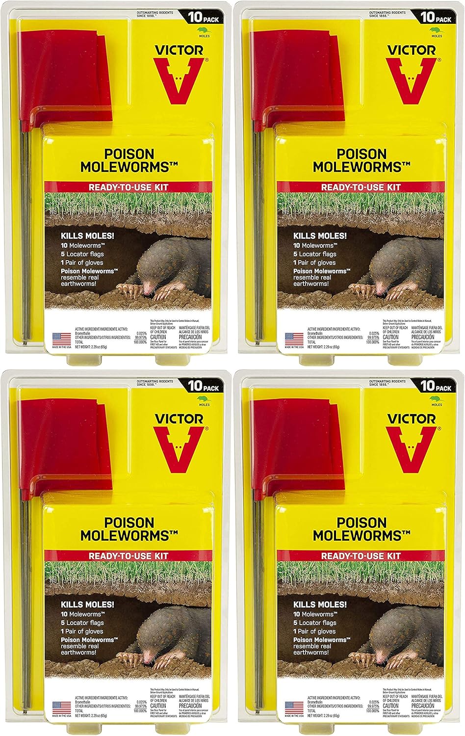 Victor M6009 Poison Moleworms, Yellow (Fоur Расk)