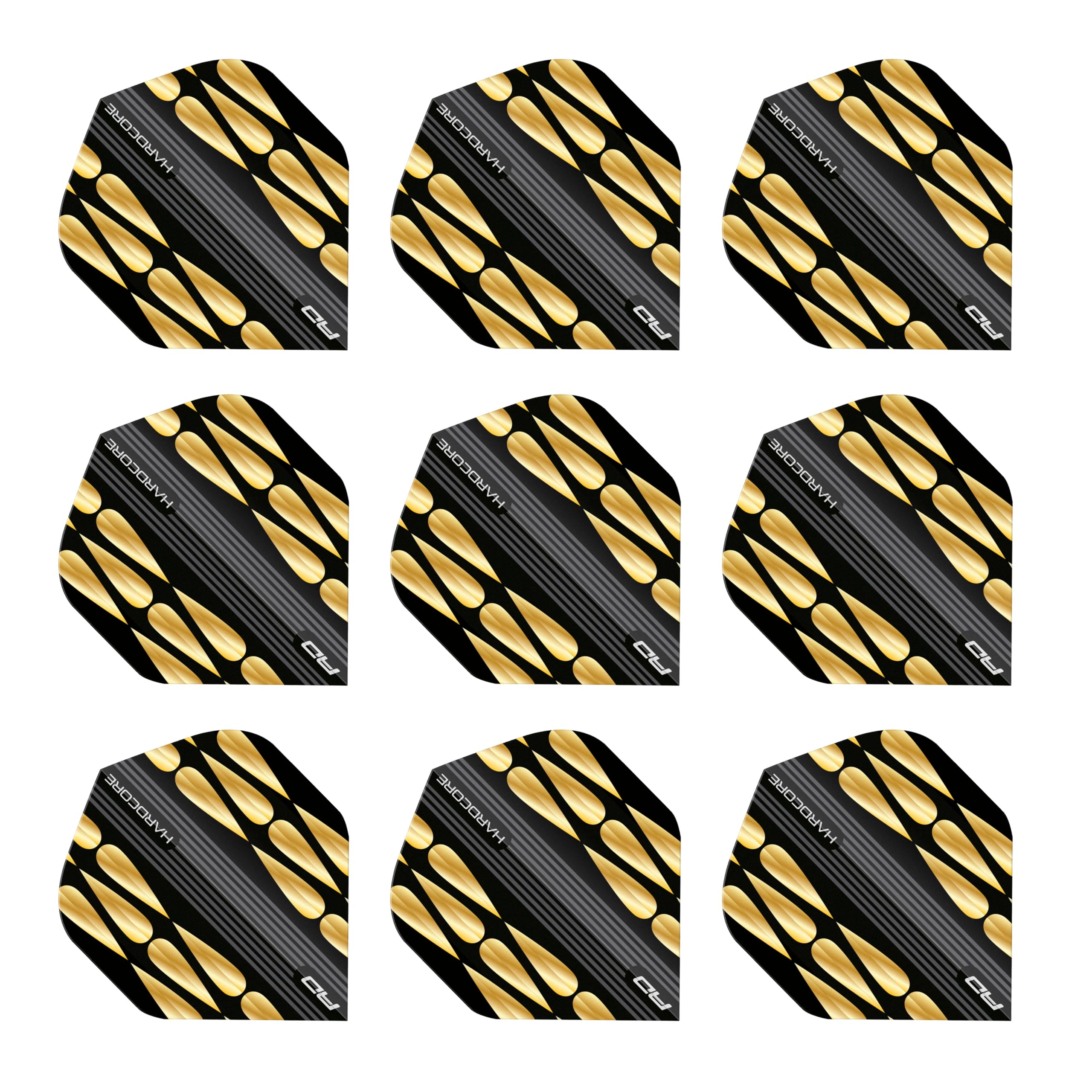 RED DRAGON Hardcore Premium Gold & Black Teardrop Dart Flights - 3 zestawy w opakowaniu (łącznie 9 lotów w rzutki)