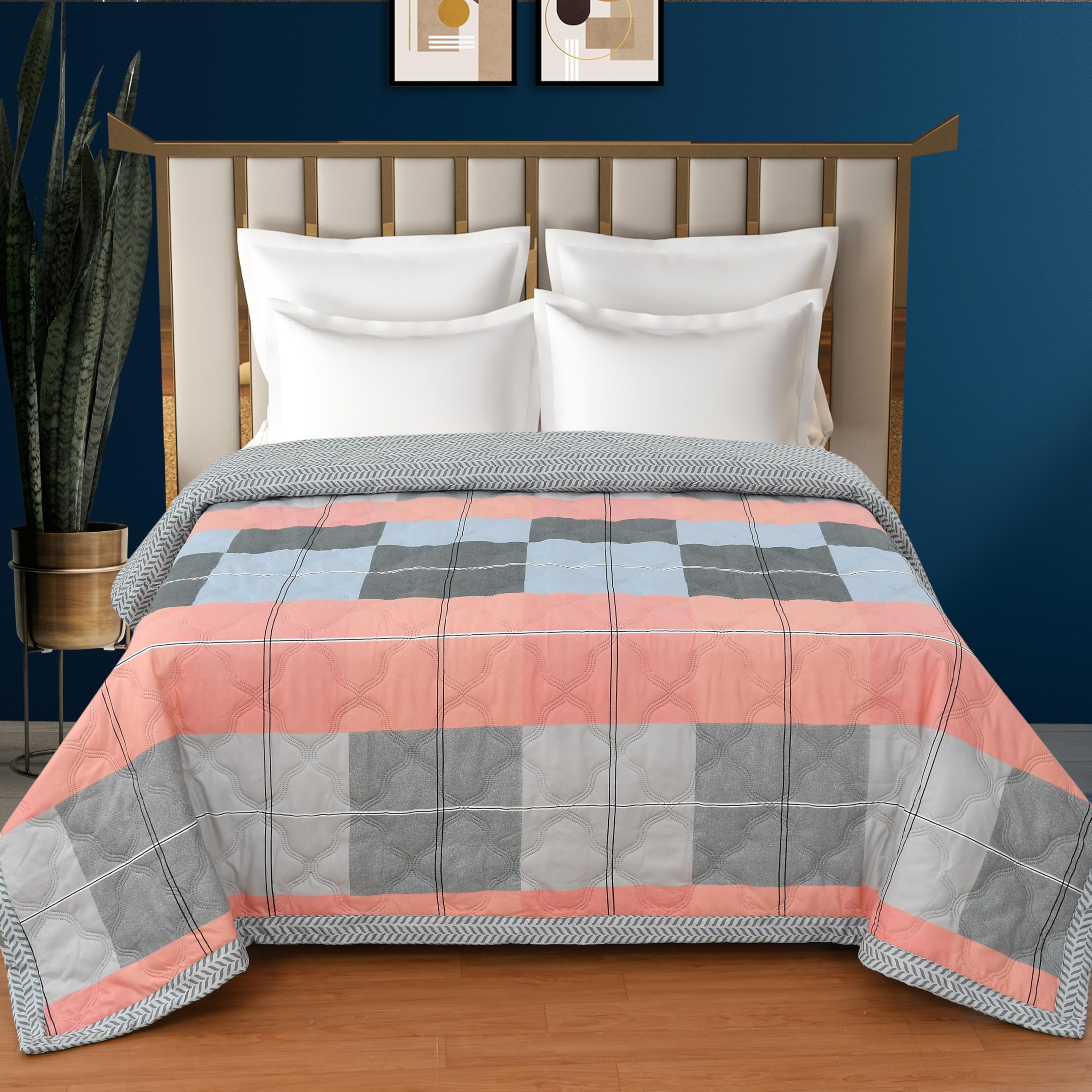 MALLOW 120 GSM Reversible Microfiber AC Comforter/Duvet | All Season 3 Layered Lightweight Quilted Dohar|| Duvet || AC Blanket Double Bed ||(220X240 CM, Multi)| TC - 240