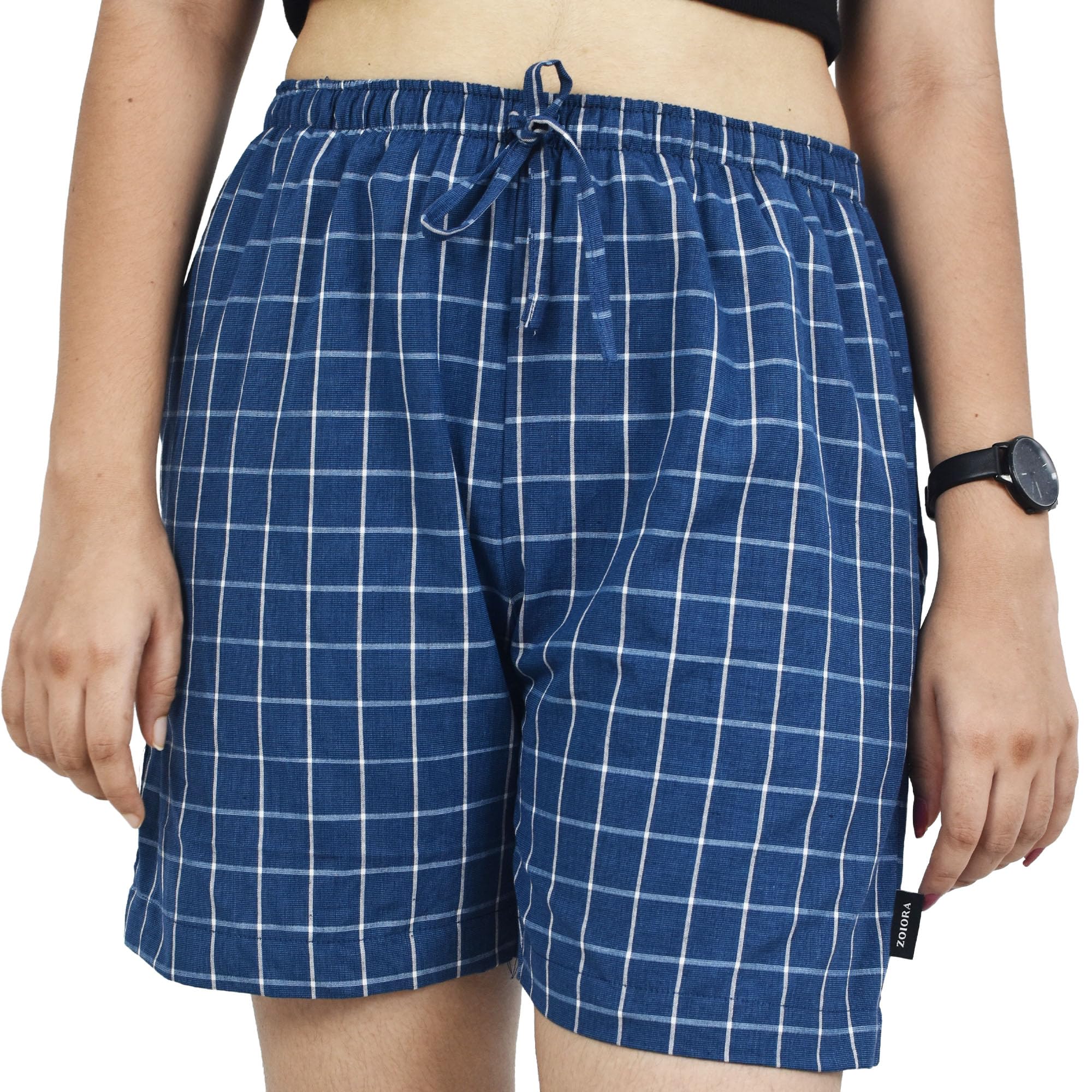 zoiora Pure Cotton Blue Shorts for Women | Premium Boxer for Women | Night Wear Lounge Shorts-picture-53