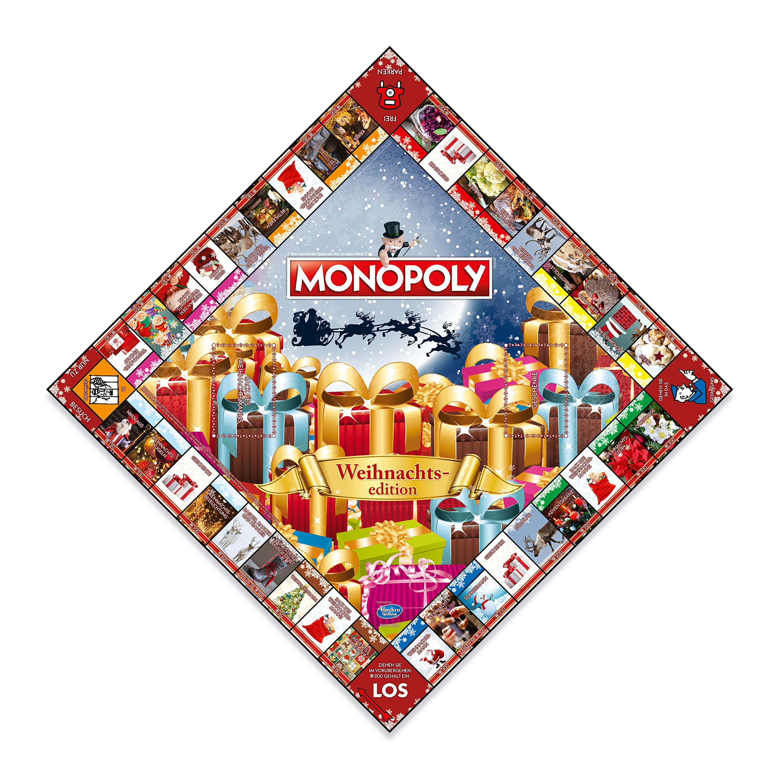 Winning Moves Monopoly Weihnachten Edition - Monopoly Spiel für Fans - Familienspiele Strategie Brettspiele Weihnachten - 2+ Spieler ab 8+ Jahren - Deutsch