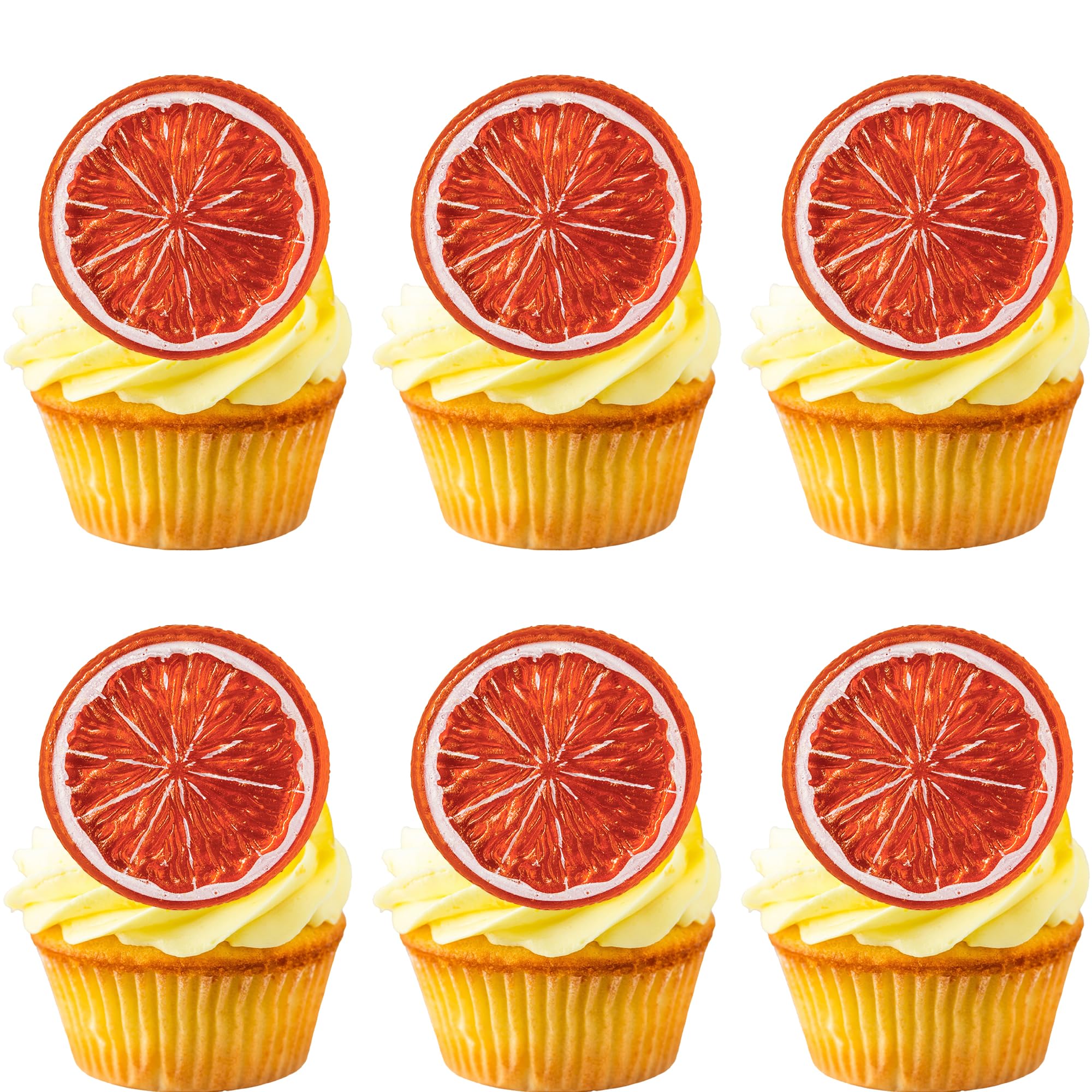 Gyufise 12Pcs Fake Grapefruit Slices Cake Toppers Realistic Plastic Fake Grapefruits Decor for Kitchen Stand Party DIY Craft Vase Filler Tiered Tray Centerpiece Summer Display Photo Props — image 1
