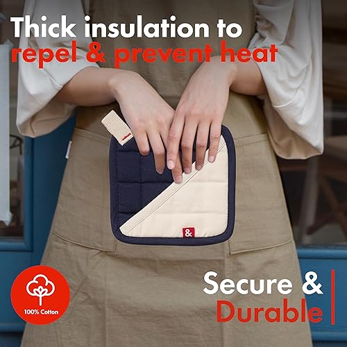 Miniatura 3 de Hedley & Bennett Soporte para ollas con bolsillo  Soportes para ollas calientes para cocina resistentes al calor  100% algodón exterior y forro