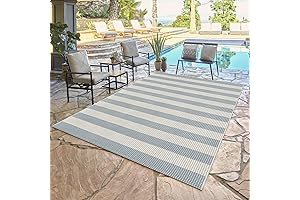 Enhance Your Patio with LEEVAN's Blue and White Outdoor Rug