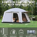 Diagram showing the dimensions and specs of the Castle Unicorn 6-person camping tent, measuring 10.3 by 6.9 feet with a 69-inch center height.
