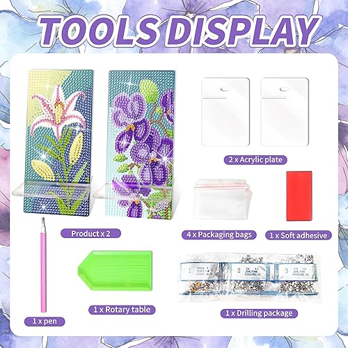 Miniatura 5 de NUFTVI Soporte de pintura de diamante para teléfonos y espejo de arte de diamante, kits de pintura de diamantes multifuncionales para adultos, kits