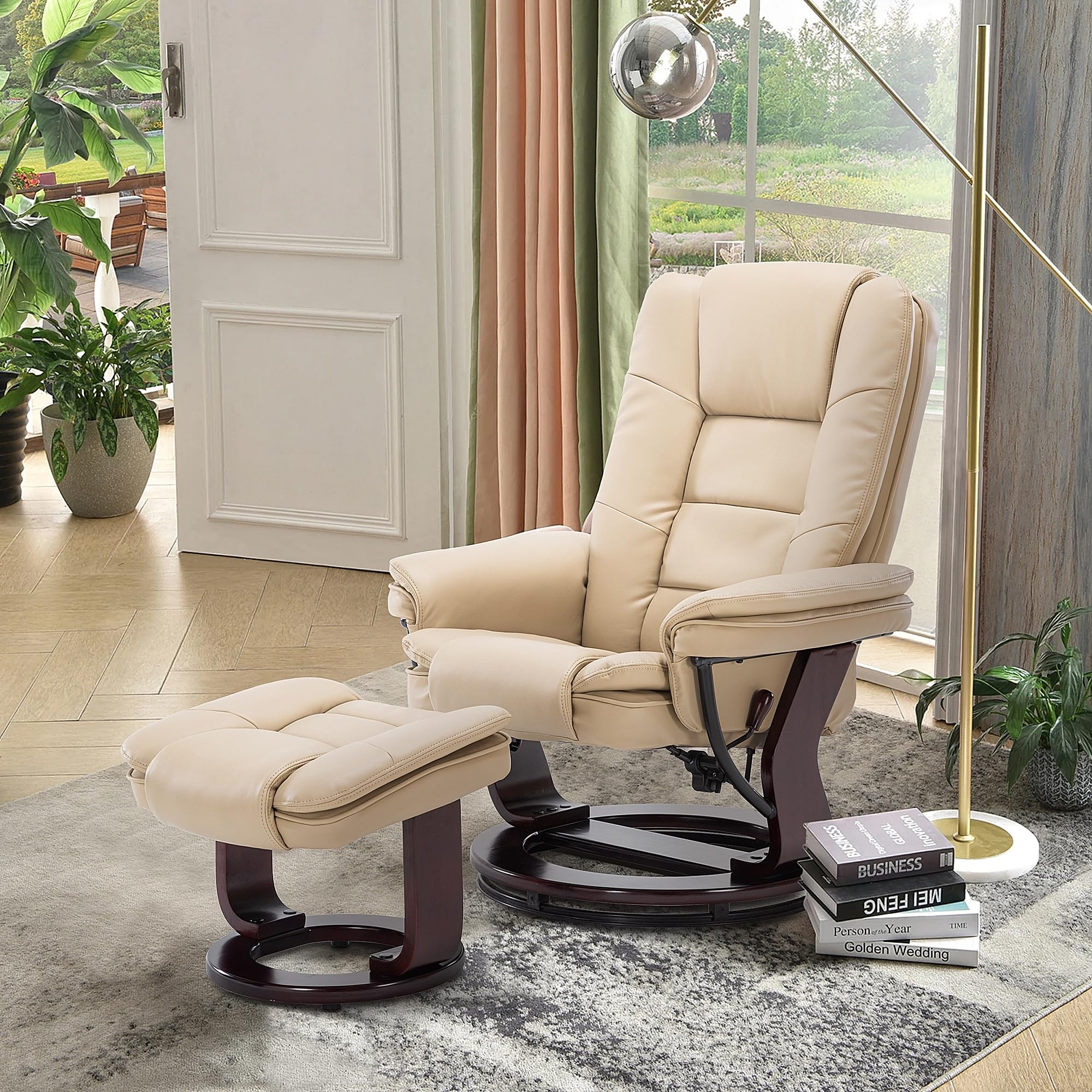 Amazon.com: JC Home Swivel Ottoman Bonded Leather Recliner Chair 