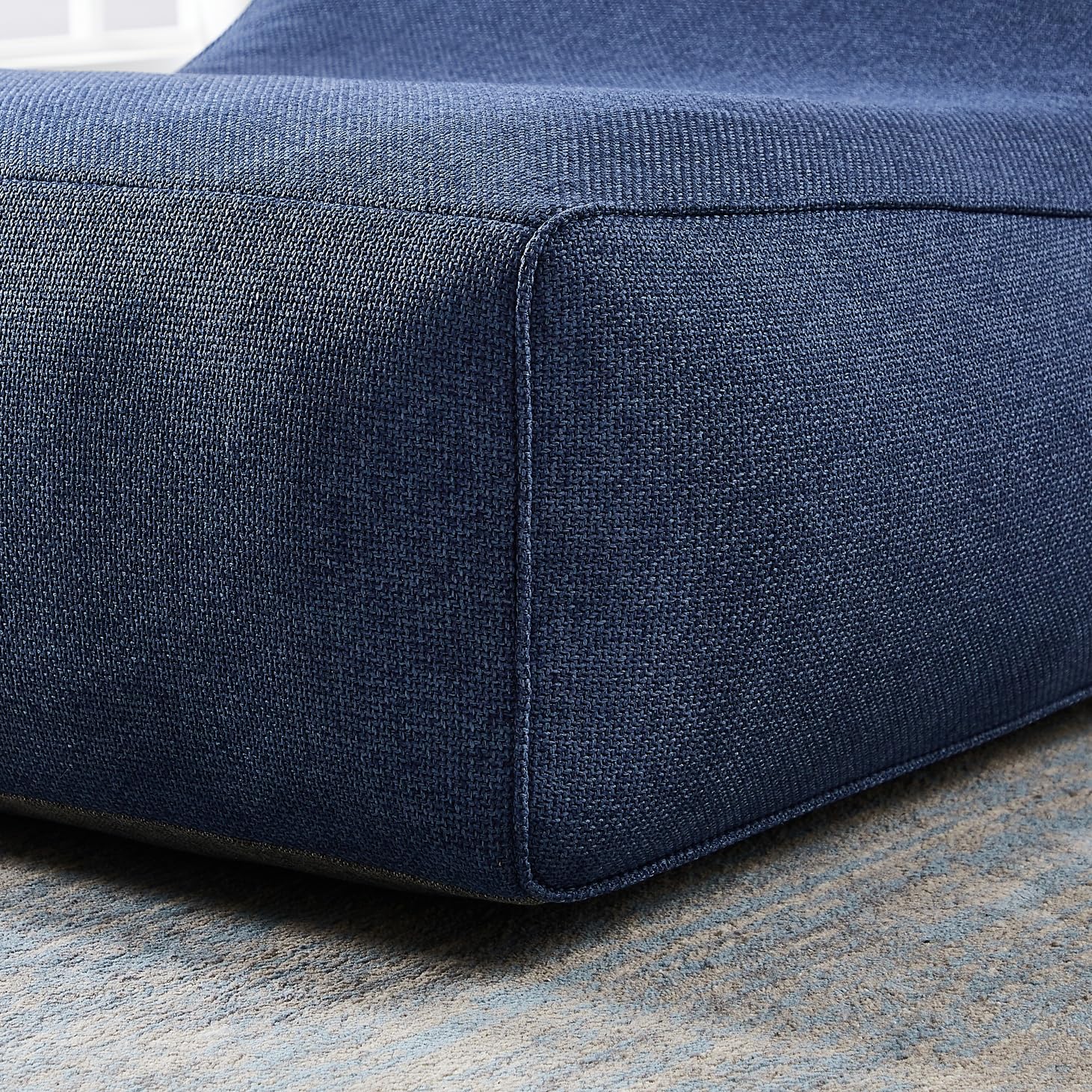 Premium PRO Design Aufblasbarer Camping Sessel mit Textil-Bezug - Ergonomischer Outdoor Lounge Chair - Doppelwandig & Robust - Strand & Festival Luftsofa (Meridian Chair mit Lounge Sitz, Blau)