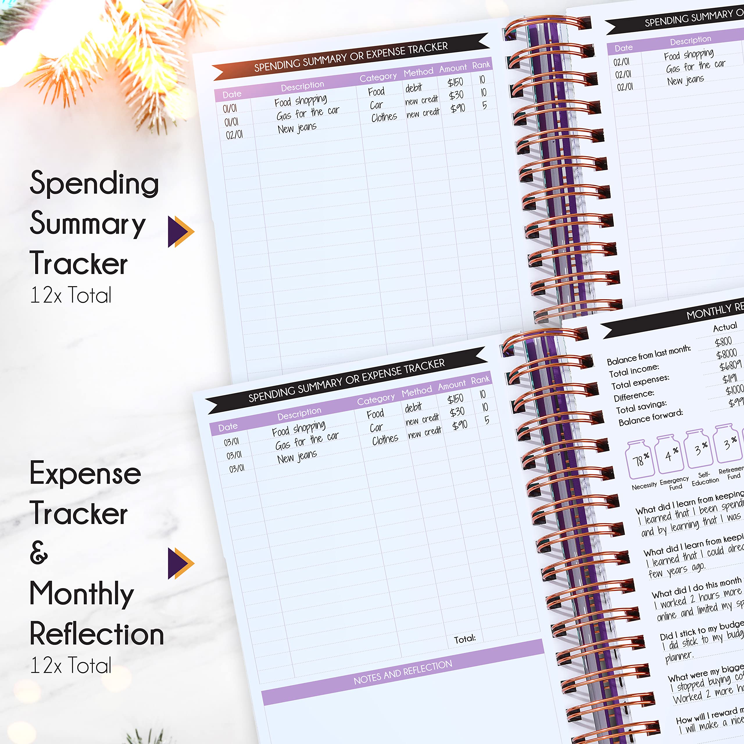 Finanzplaner & Monatsbudget Organizer – 12-Monats-Budgetbuch zur Geldverwaltung | Undatierter A5 Deluxe Budget-Planer mit Ausgaben-Tracker, Zielsetzung & Sparübersicht