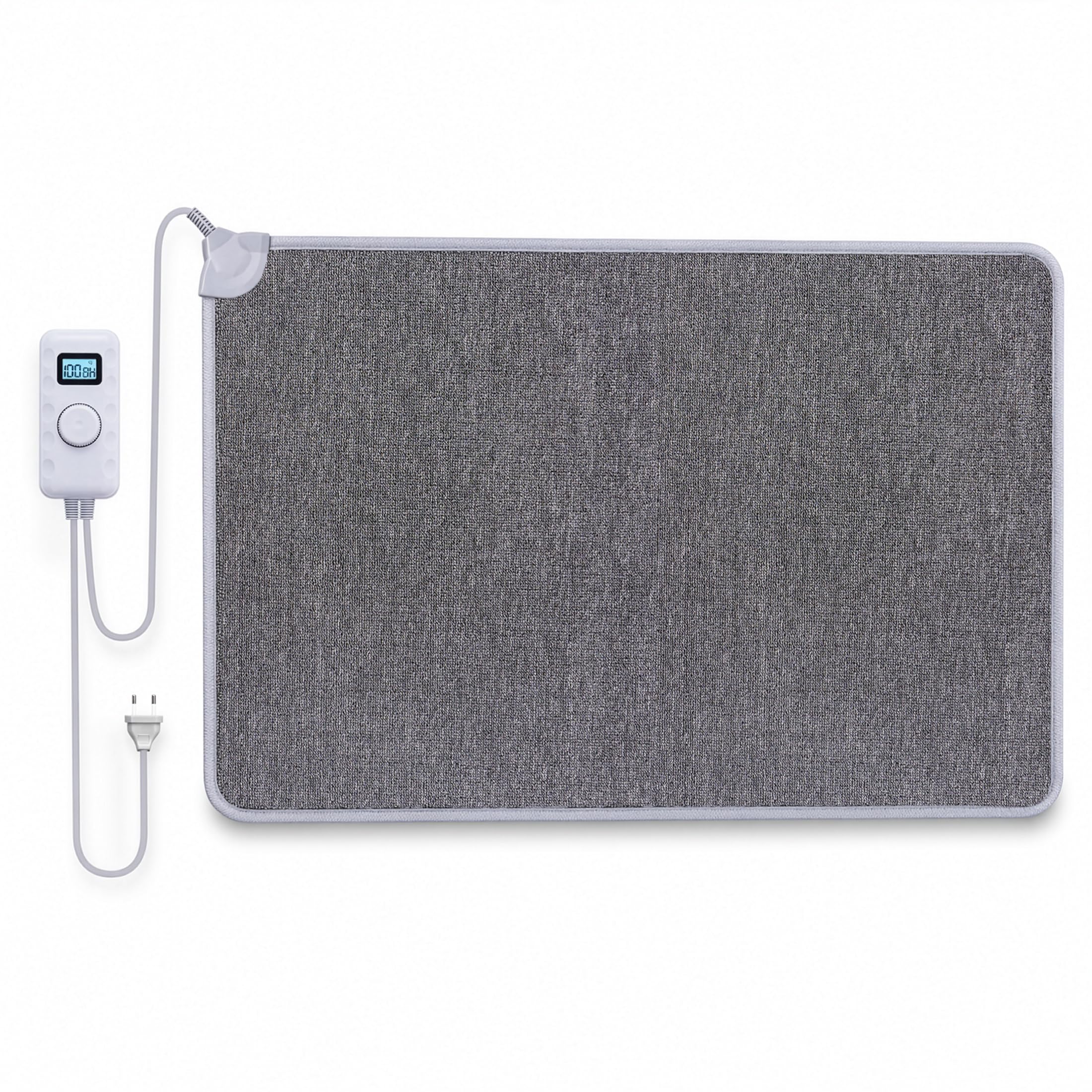 Mi-Heat Warm Feet Infrarot Heizteppich Heizmatte 55x80cm | grau/anthrazit - ca. 40°C - mit Controller, Timer-Funktion, Fußboden, 230V, Schlingenwaren Teppich Oberfläche