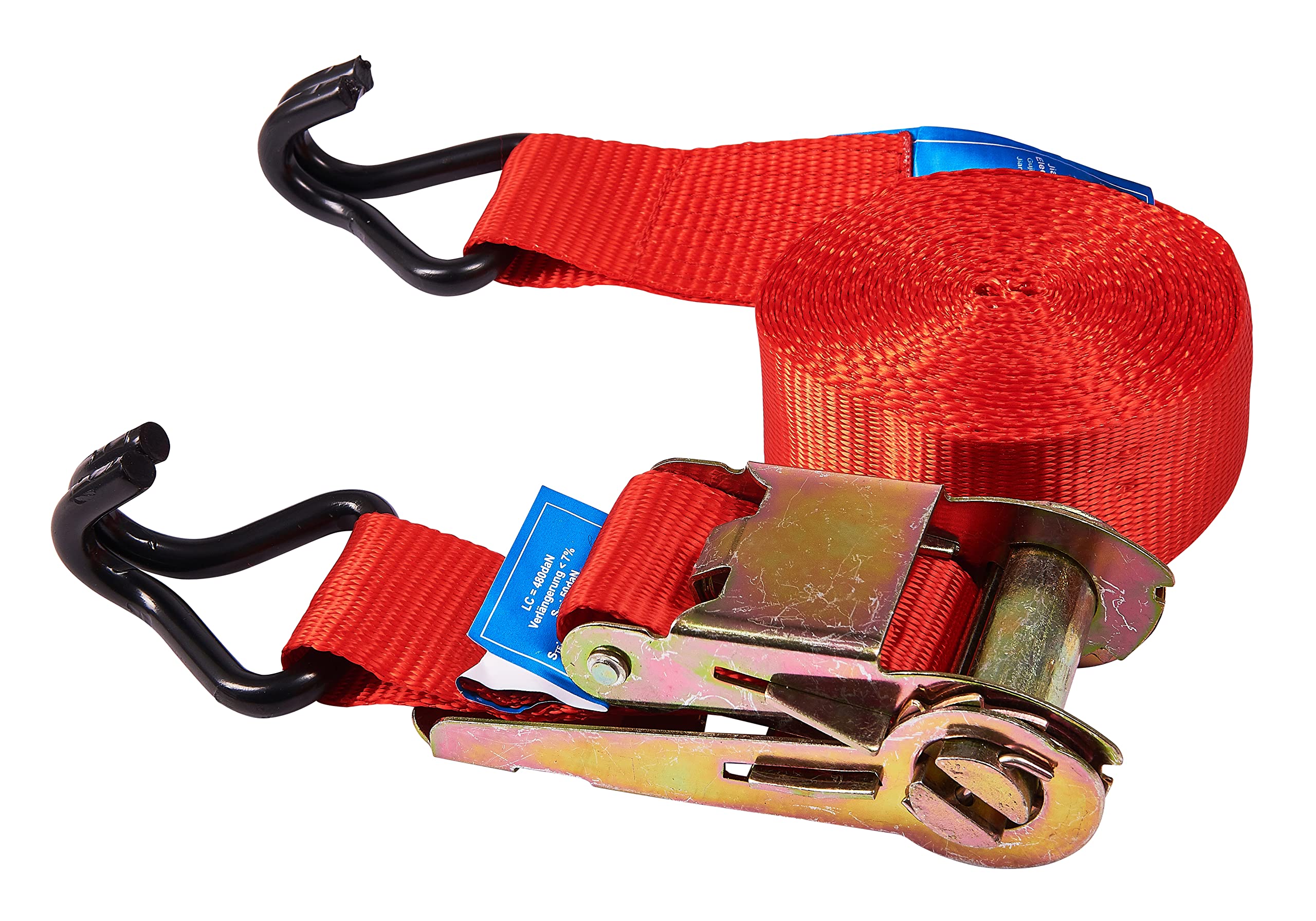 Amtech – Ratchet Tie Down Strap, 50mm Polyester Webbing, Heavy-Duty Steel Ratchet & Hooks, Quick Auto-Release, 480 daN LC for Load Securing, 6.7m