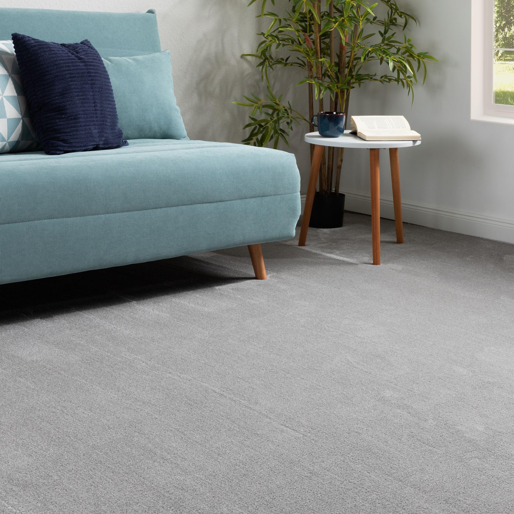 Steffensmeier Teppichboden Lipari Meterware | Auslegware für Kinderzimmer Wohnzimmer Schlafzimmer | Grau, Größe: 300x300 cm