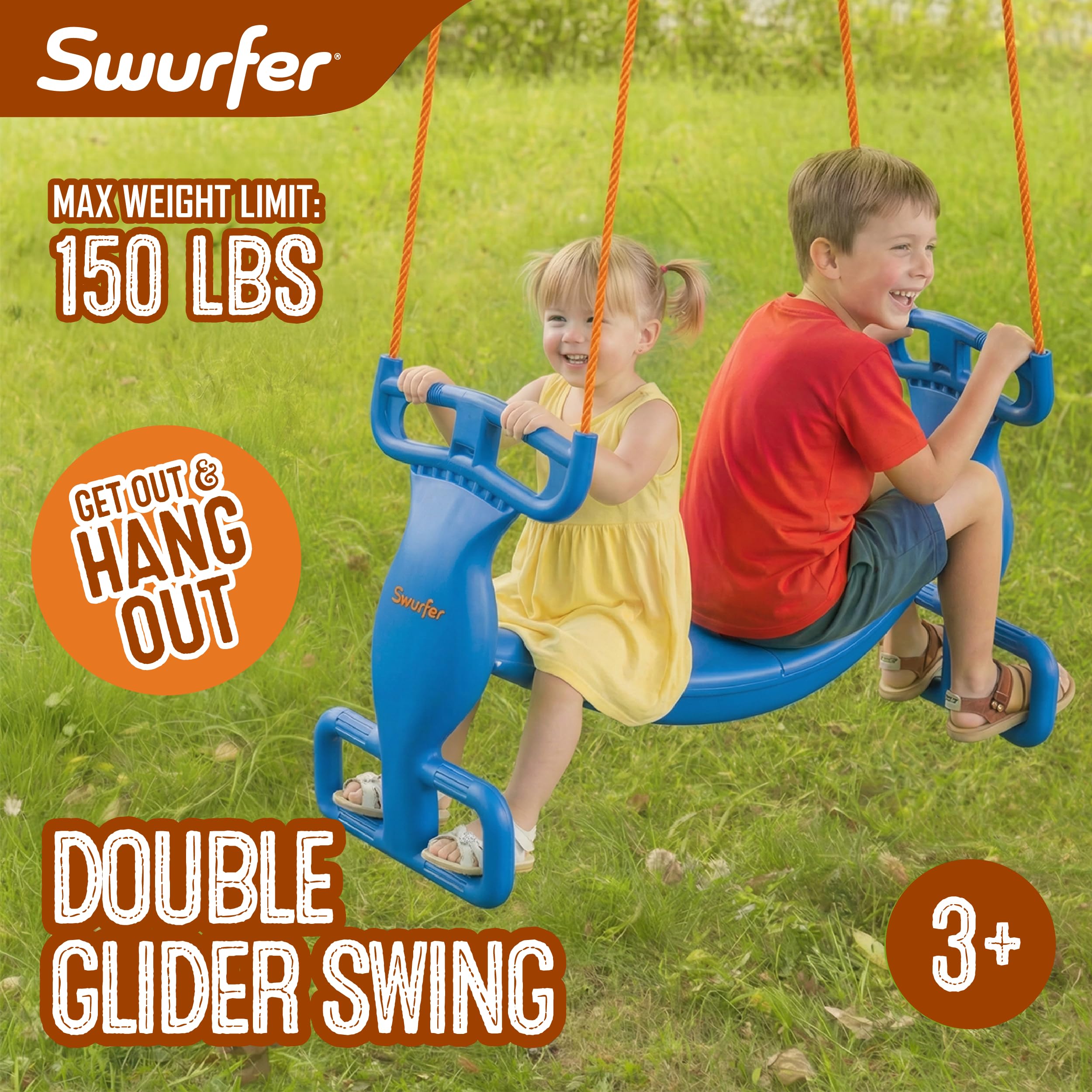 Double Rider Glider Huśtawka Niebieska/Pomarańczowa