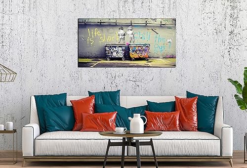 Miniatura 105 de JKWALL77 Arte de pared de graffiti – Decoración de pared de arte abstracto grande – Arte de pared en lienzo para sala de estar, listo para colgar