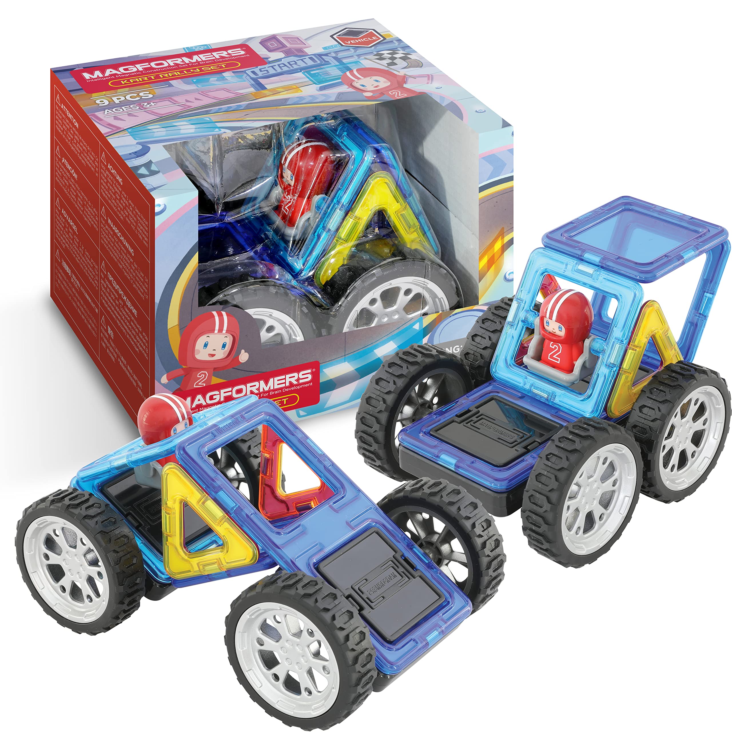 MagformersKart Rally Magnetic Tiles And Blocks Toy. Makes Vehicles And 3D Models. STEM Toy And Creative Play Toy.