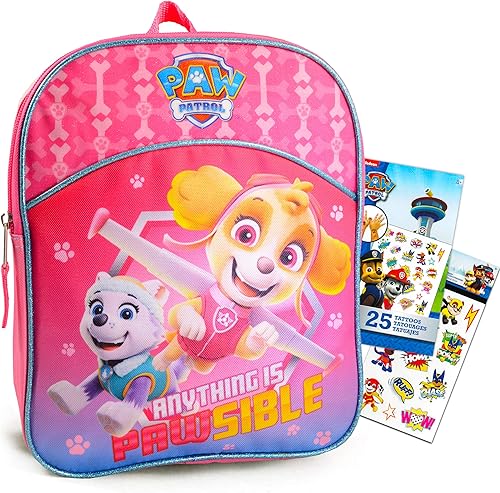Mochila de la Patrulla Canina para niñas Premium 11" Skye Paw Patrol Mini bolsa escolar para niños con pegatinas de bonificación y tatuajes
