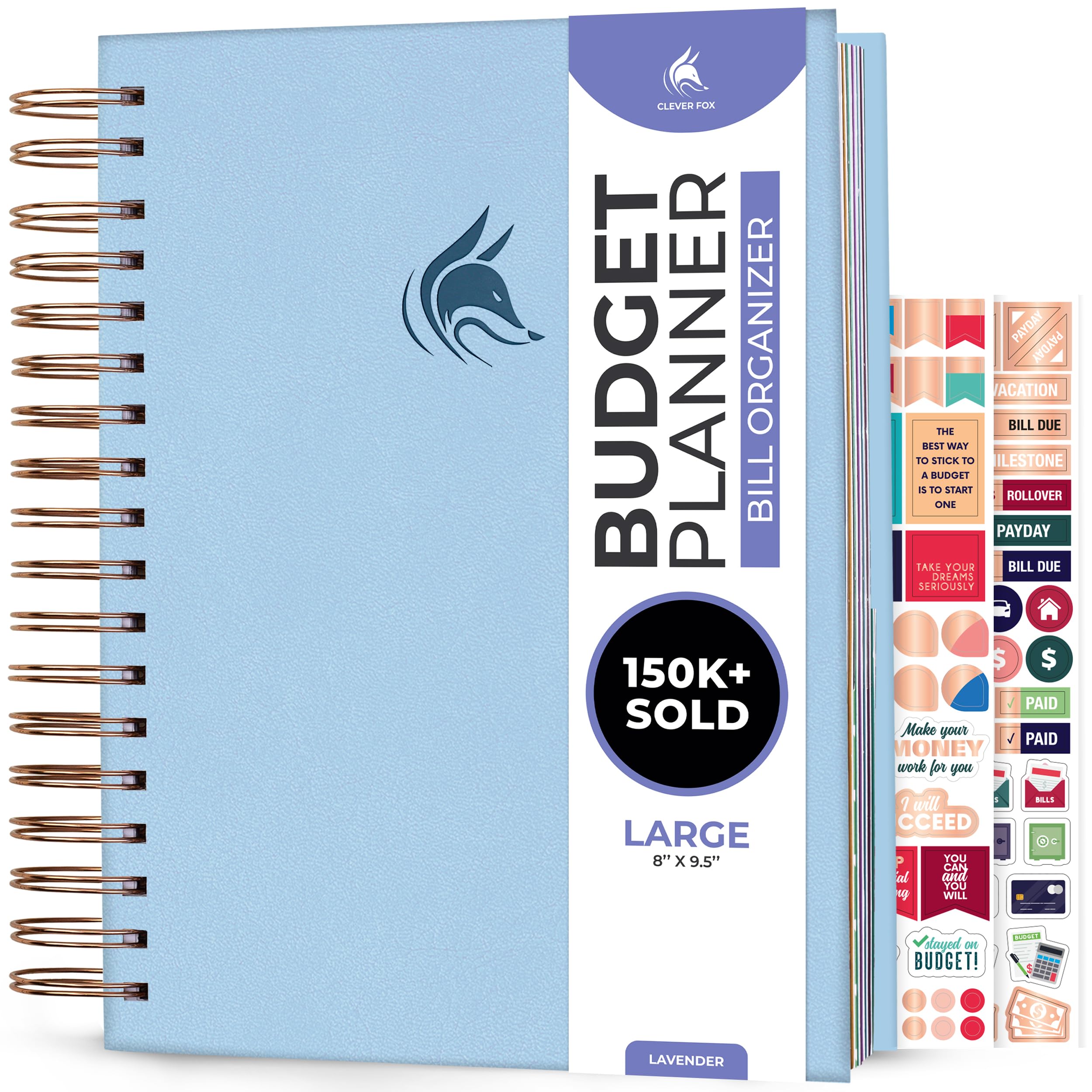 Clever Fox Budget Planner & Monthly Bill Organizer With Pockets. Expense Tracker, Budgeting Journal & Financial Book. Large, 8x9.5" (Lavender)