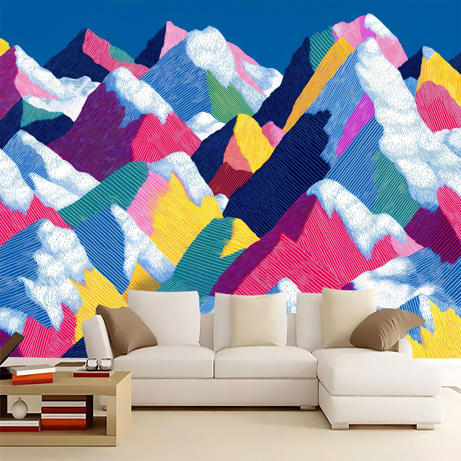 Fototapeta 350 x 256 cm (szer. x wys.), minimalistyczny, geometryczny kształt, góra, efekt 3D, wysokiej jakości nowoczesna dekoracja ścienna, tapeta z włókniny, tapeta ścienna do salonu, sypialni
