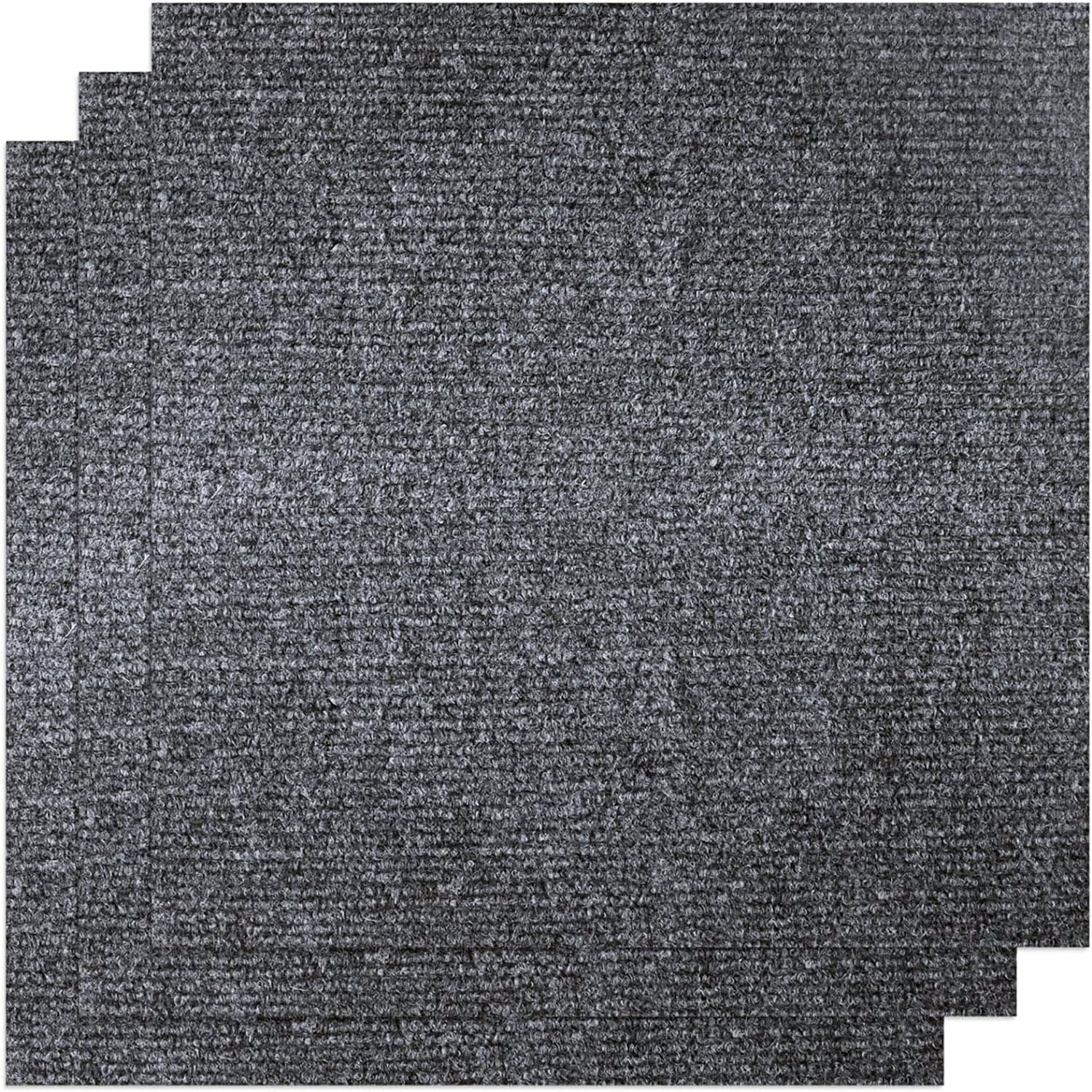 KAHEIGN 30 Piezas Losetas de Alfombra Autoadhesivas, 30CM x 30CM Baldosas Fáciles de Pelar y Pegar Losetas de Moqueta Antideslizantes Resistentes para Oficina, Sala de Estar, Dormitorio (Gris Oscuro)