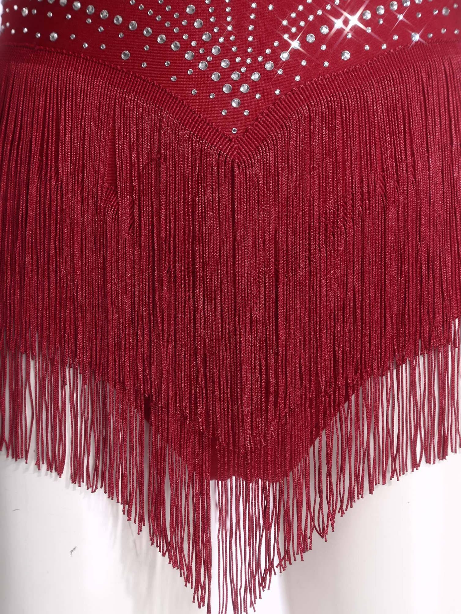 inhzoy Donna Abito da Ballo Latino Americano Tango con Frange Nappe Vestito da Pattinaggio Artistico Maniche Lunghe Body Danza Classica Ginnastica Ritmica Dancewear