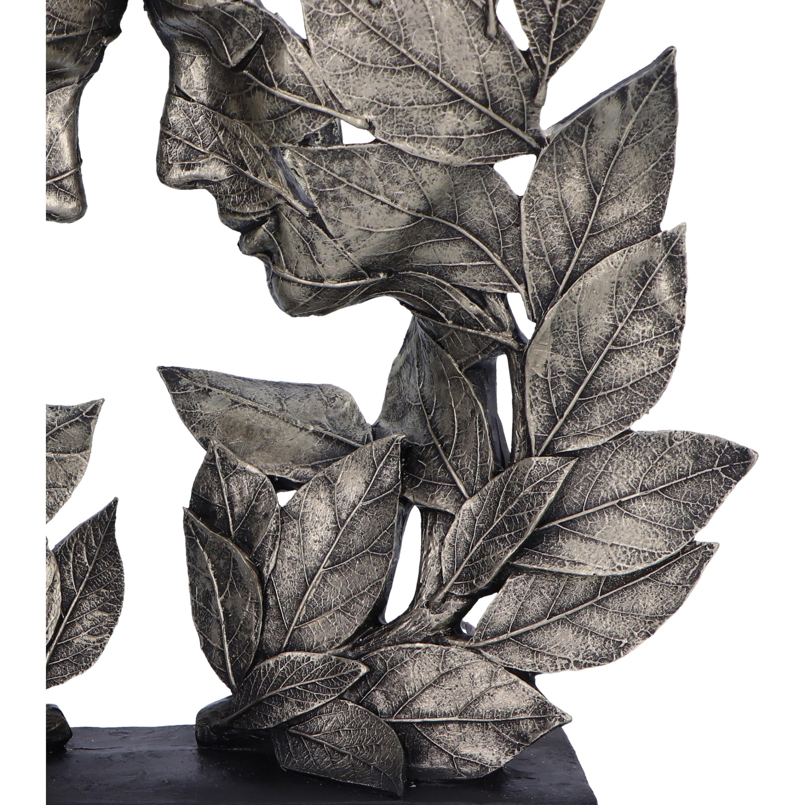 Nemesis Now Natural Emotion – Amor 31 cm, Resina, Plata, Cabezas Tocando Hojas, Escultura, Boda o día de San Valentín, Ideal para los Amantes de la Naturaleza y el Arte, Fundido en la Mejor Resina, | Resina, escultura de hojas tocando cabezas, regalo de b