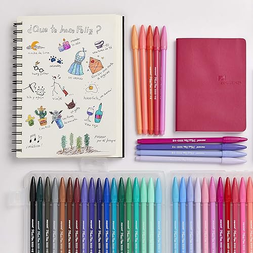 Miniatura 8 de MONAMI Plus Pen 3000 bolígrafos de punta de fieltro, punta fina (0.016in), coloreadodibujodiario, colores surtidos, paquete de 36