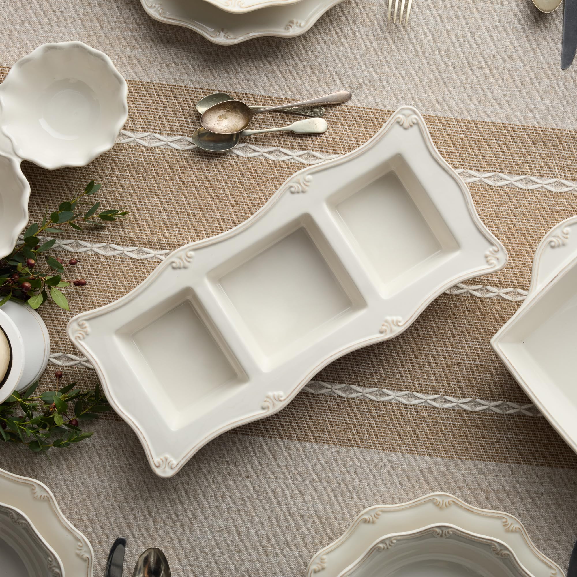 Amazon.com: Heritage Ivory 3-Section Stoneware Relish Tray