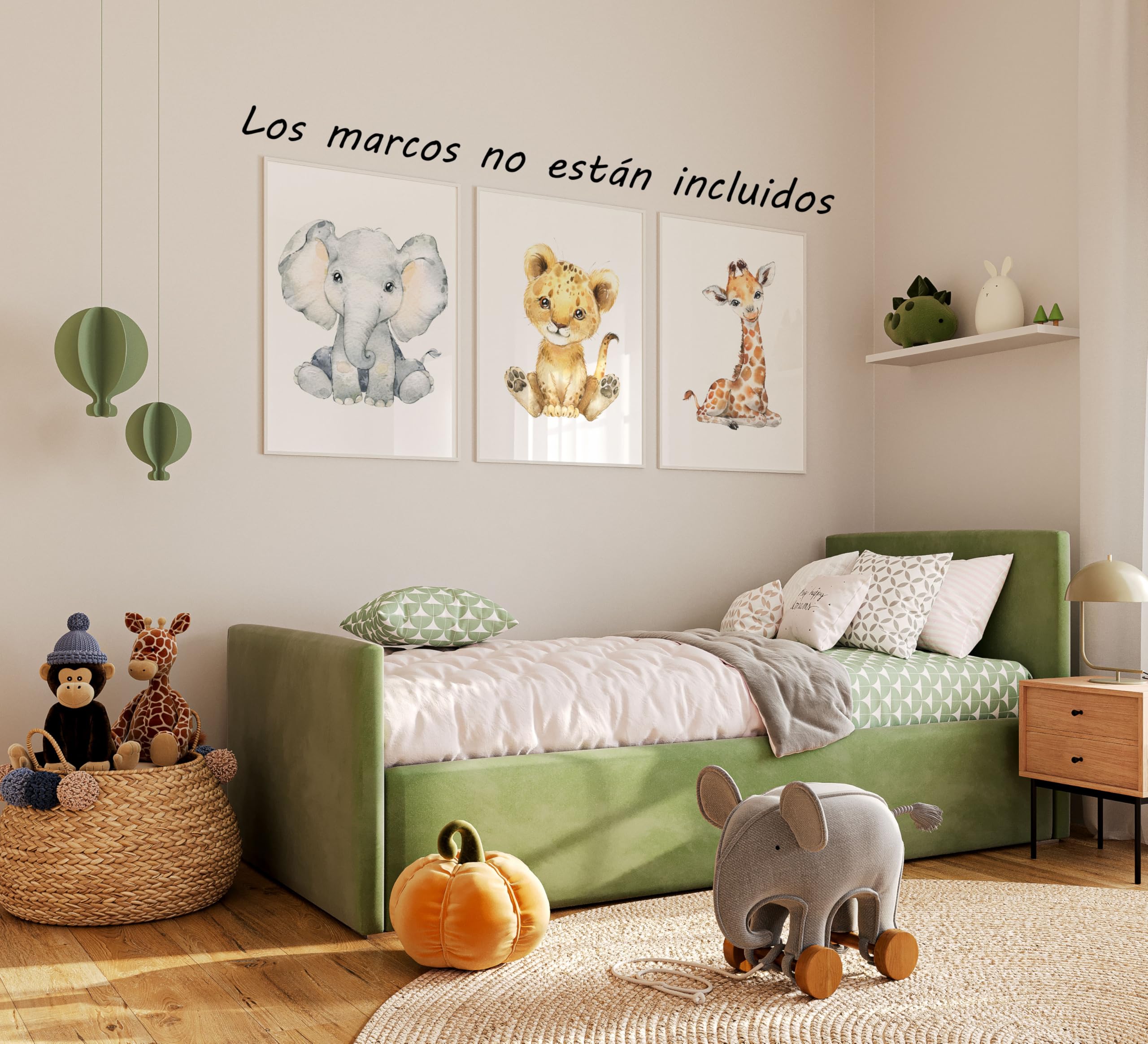 Children's Wall Art Set of 3 Baby Room Posters Unframed Safari Animals (Giraffe, Elephant, Lion) for Children's Decoration — view 5