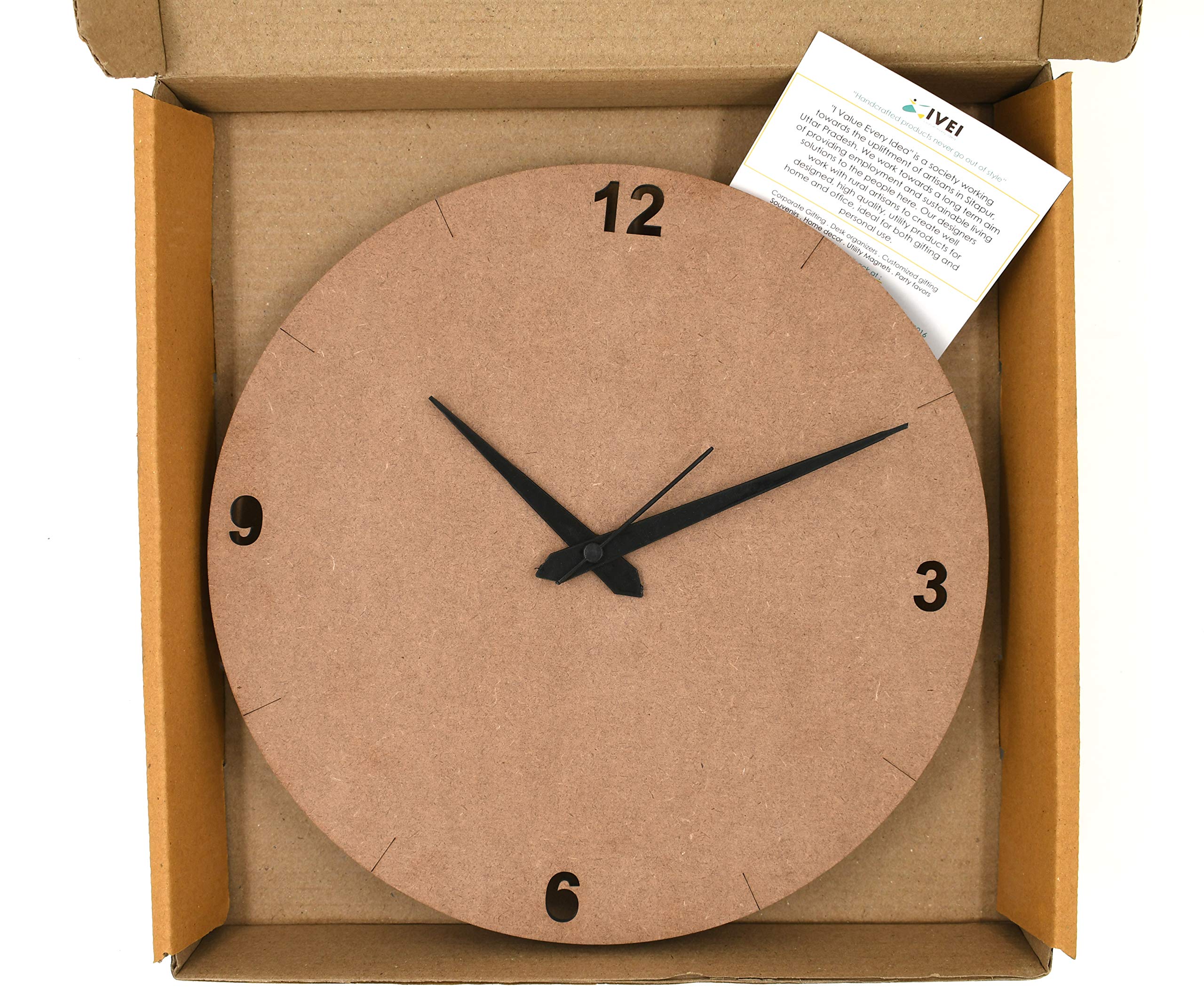 IVEI DIY MDF Numbers Cut Wooden Craft Round Blank Wall Clock for Painting Wood Sheet Craft, Decoupage, Resin Art Work & Decoration (Brown) - Image 4 thumbnail