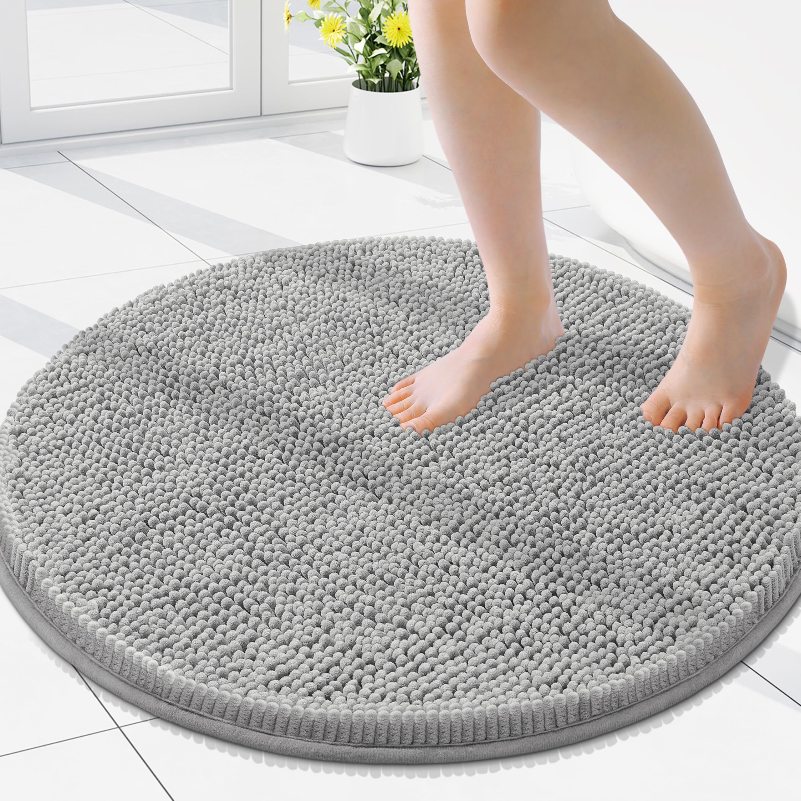 Smiry Round Bathroom Rugs 24X24, Chenille Extra Soft Absorbent Bath Mat