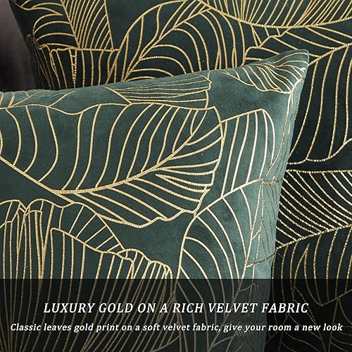 Miniatura 2 de GIGIZAZA  2 fundas de almohada de terciopelo azul, 12 x 20 pulgadas (30.48 x 50.8 cm), fundas de almohada con hojas doradas decorativas