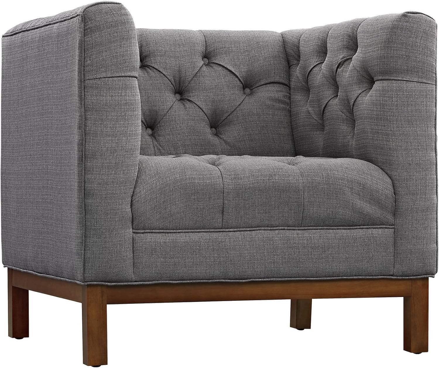Modway Panache Upholstered Fabric Modern Tufted Accent Arm Lounge Chair in Gray