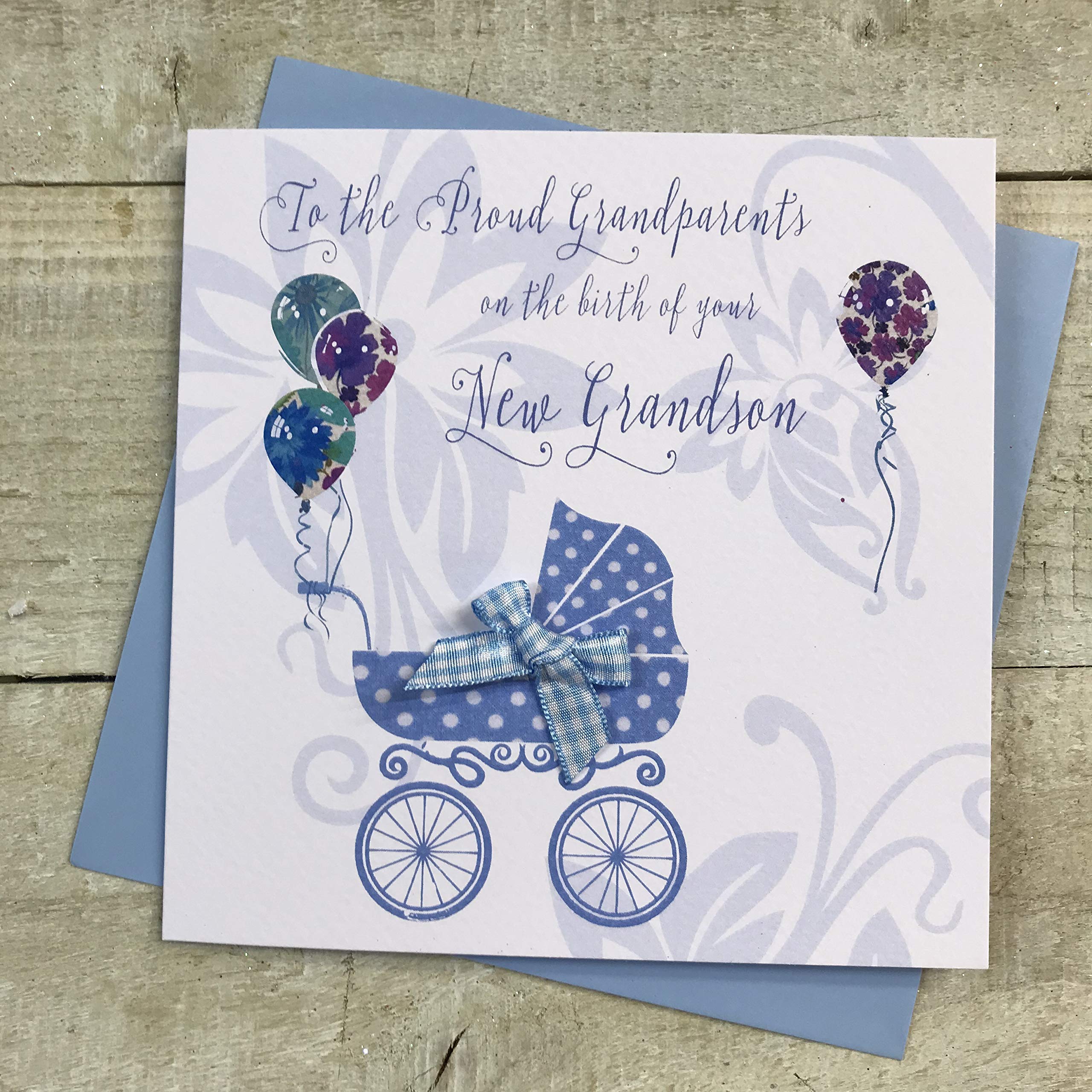 WHITE COTTON CARDS To the Proud Grandparents handmade Baby card- Congratulations New Grandson DT203