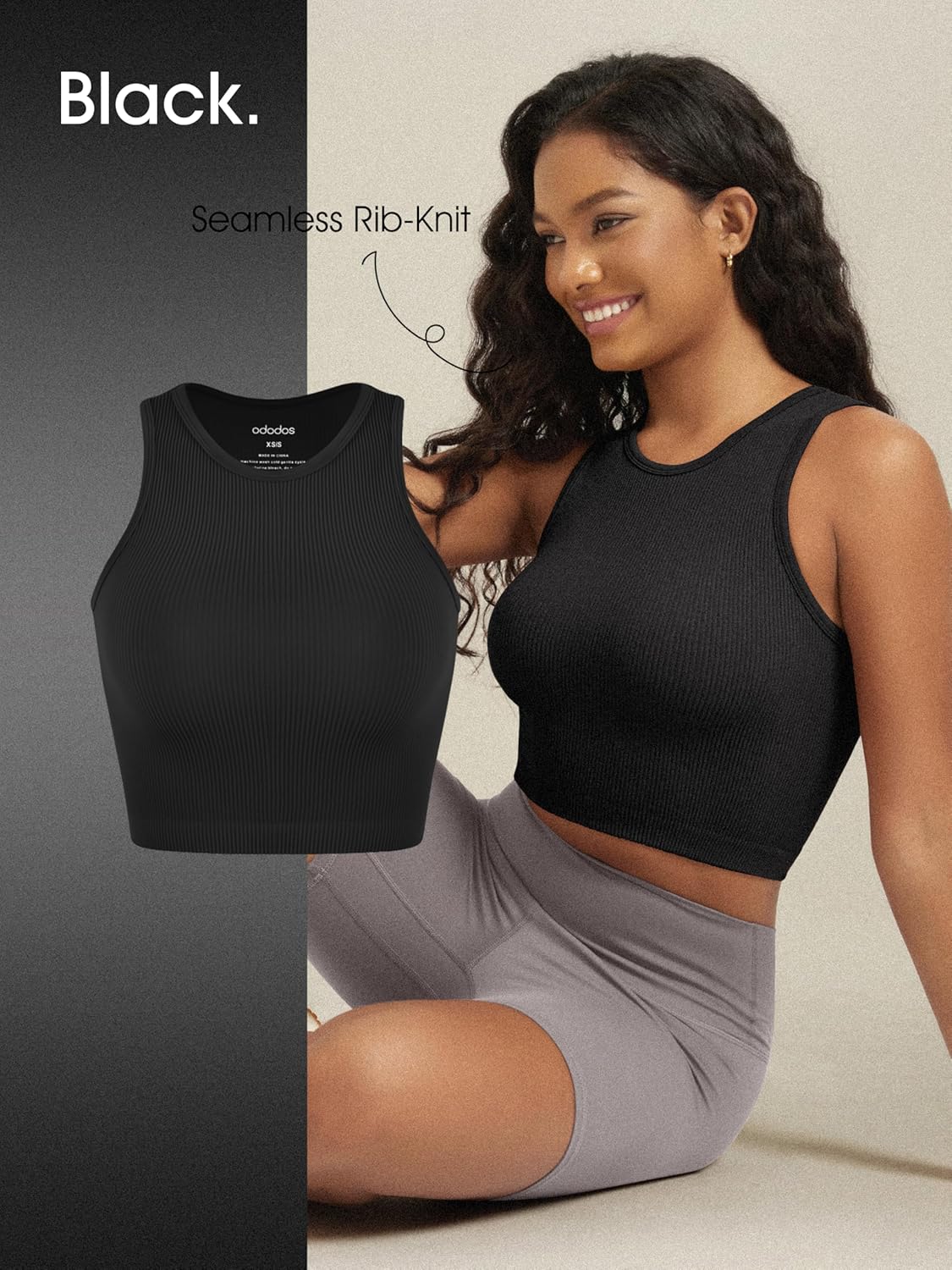 ODODOS 3-Pack Seamless Crop Tank for Women Ribbed Soft High Neck Cropped Tops - Image 5