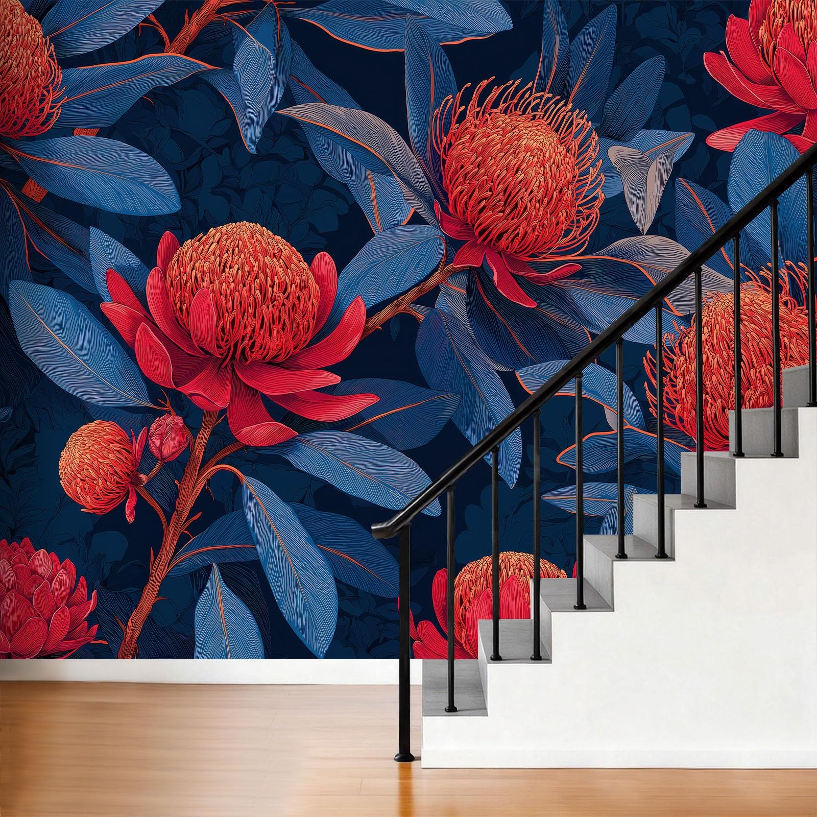 Carta da parati murale 3D panoramica 500 x 280 cm, dipinto a mano con fiori selvatici nella natura, sfondo da parete, decorazione per interni, decorazione per camera da letto e soggiorno