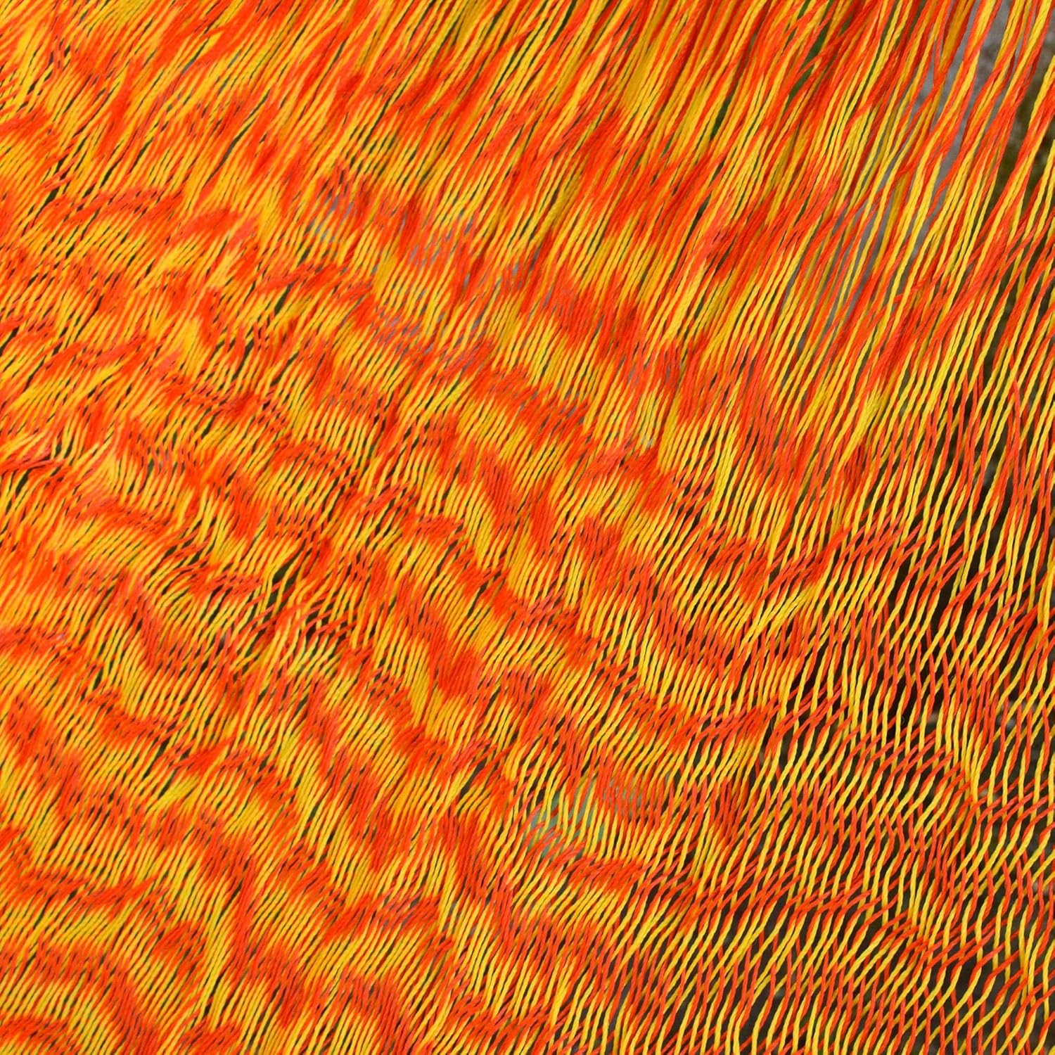 NOVICA Bright Yellow Orange Hand Woven Nylon Mayan 1 Person Rope Hammock with Hanging Accessories, 'Daffodil Dreams' (Single)